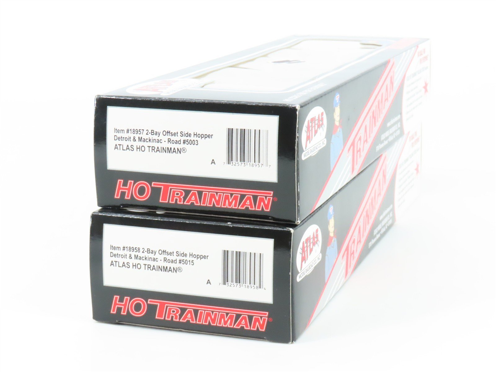 HO Atlas Trainman 18957/18958 D&M Detroit & Mackinac 2-Bay Hoppers 2-Pack w/Load