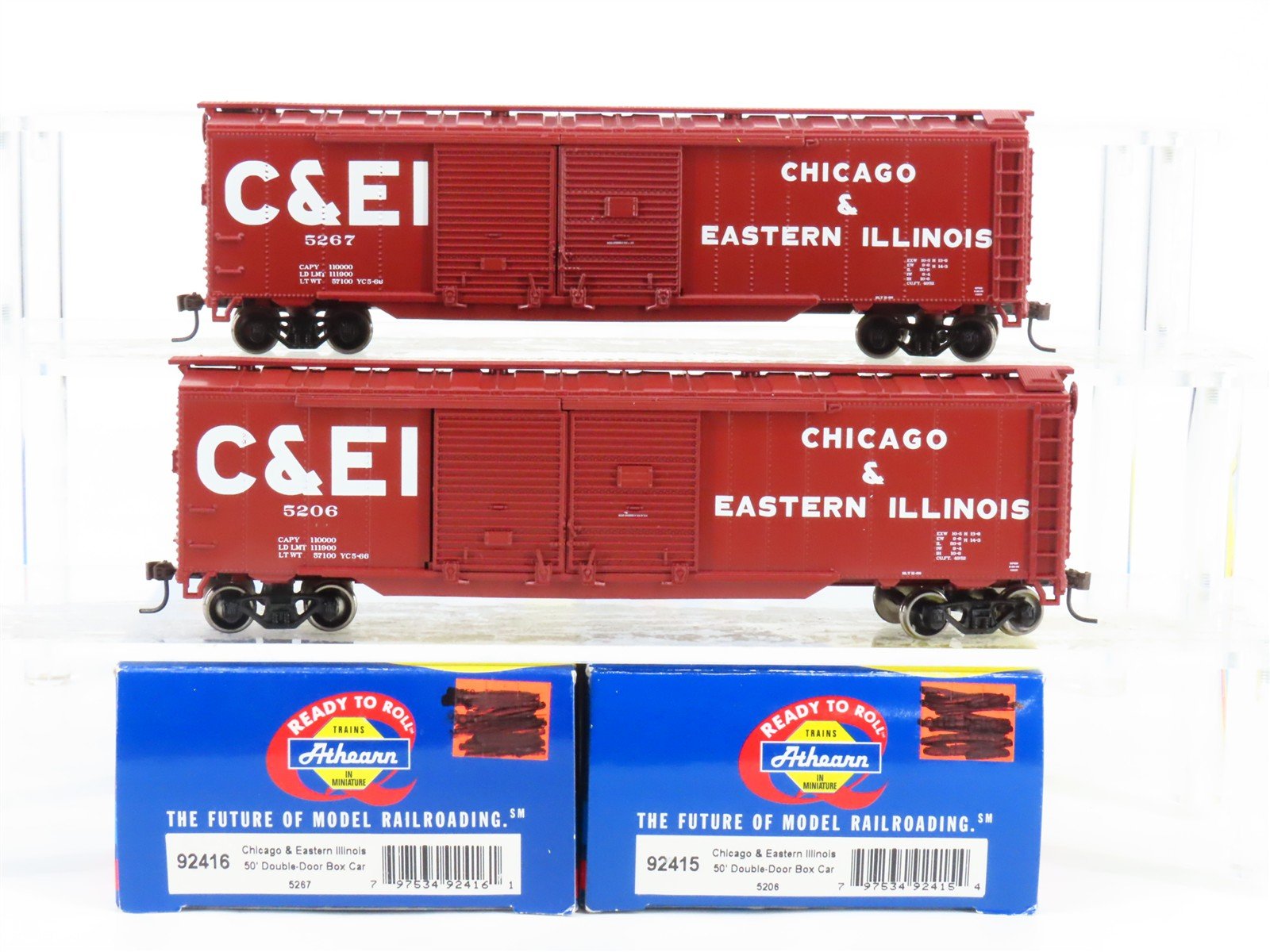 HO Scale Athearn 92415/92416 C&EI Chicago & Eastern Illinois 50' Box Cars 2-Pack