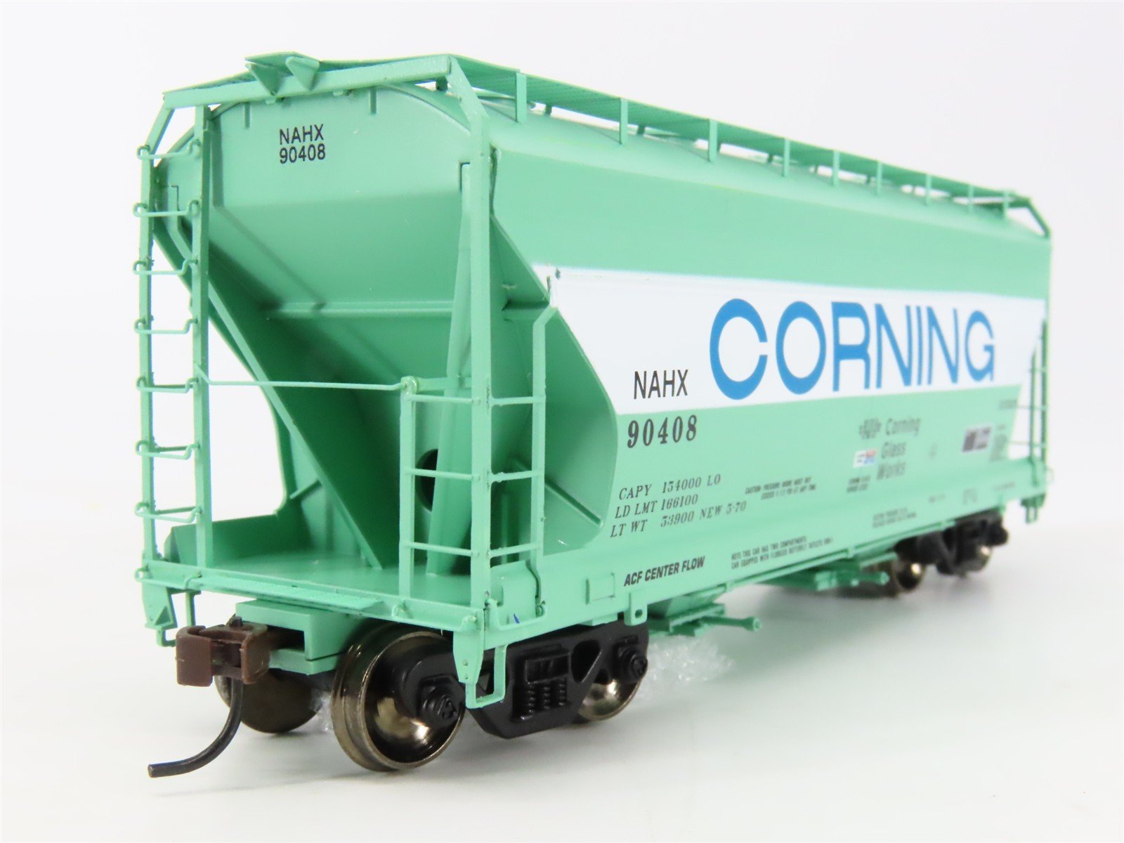 HO Scale Athearn 93963 NAHX Corning Glass Works ACF 2-Bay Covered Hopper #90408