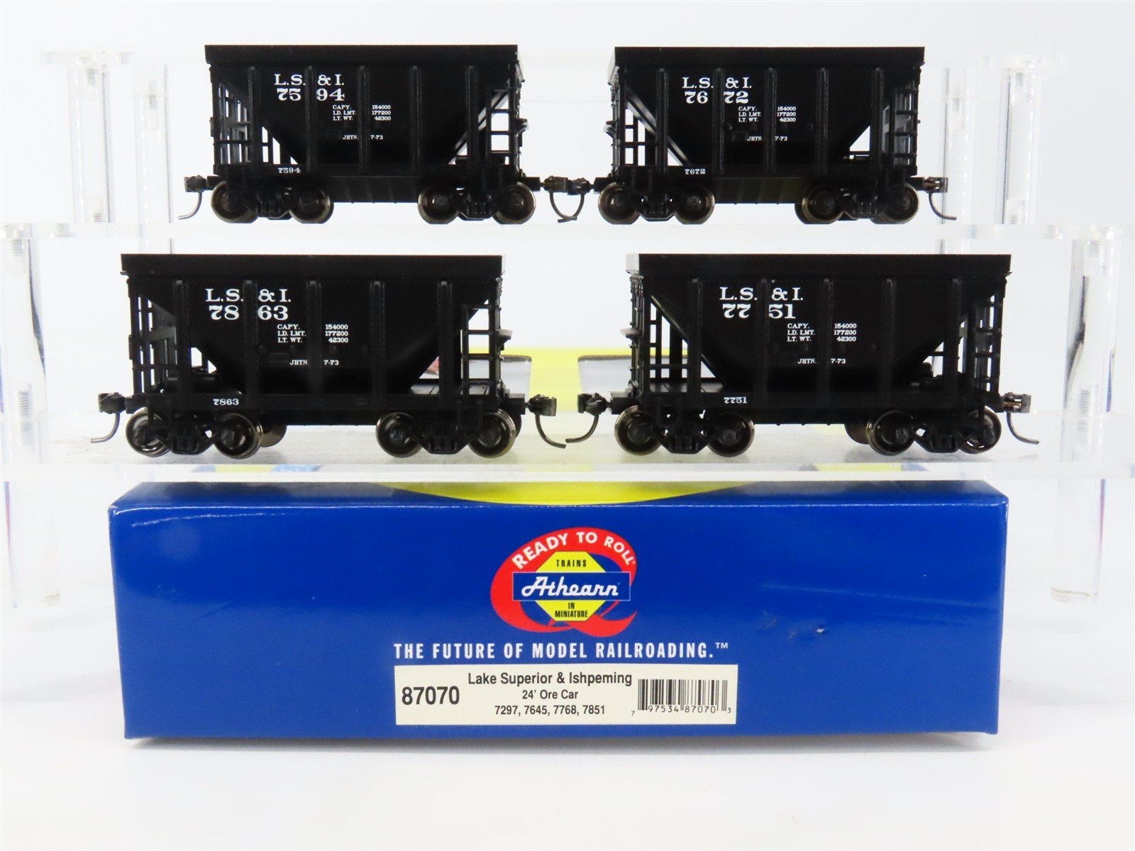 HO Scale Athearn 87070 LS&I Lake Superior & Ishpeming 24' Ore Cars 4-Pack w/Load