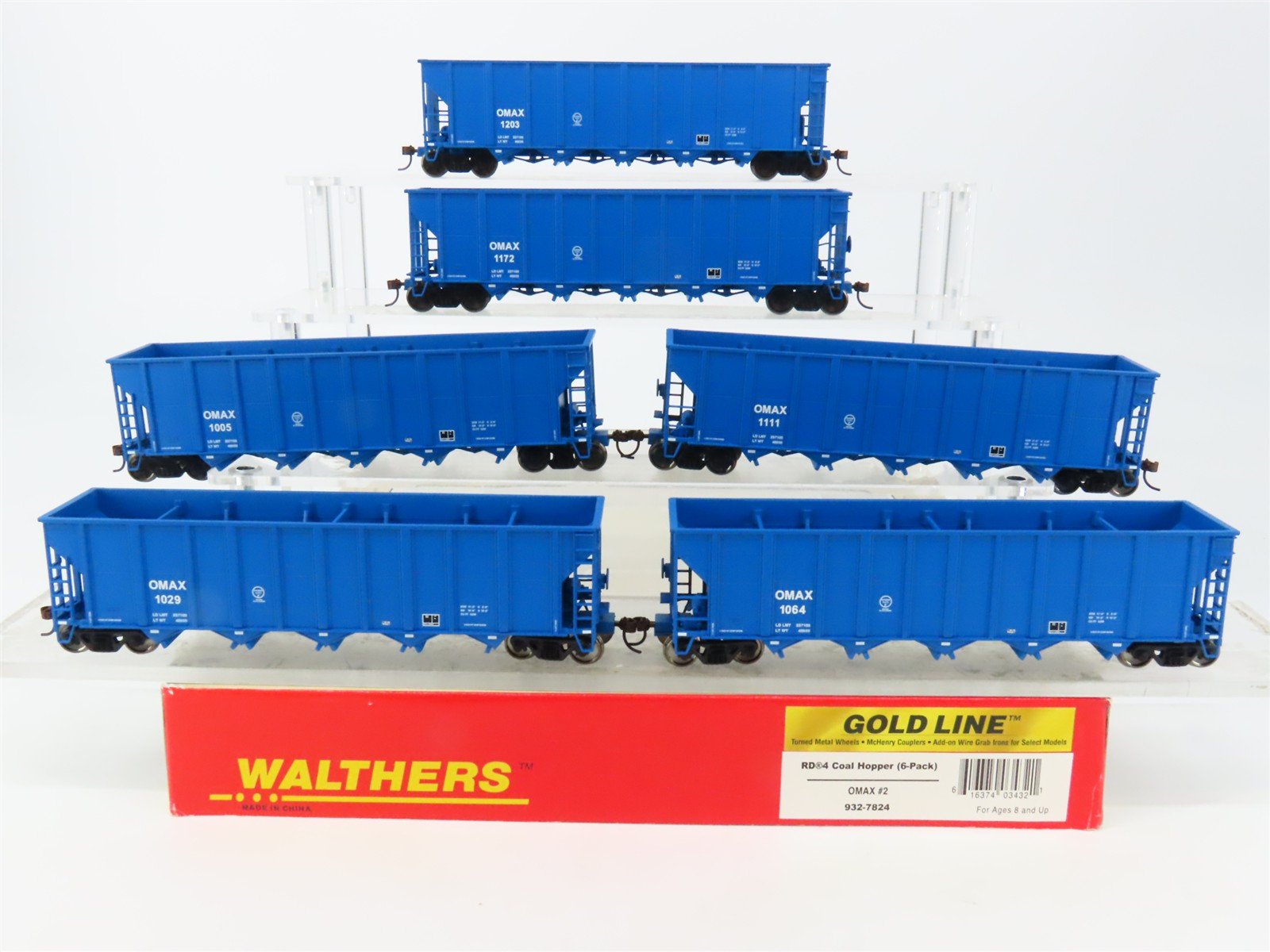 HO Scale Walthers Gold 932-7824 OMAX RD4 5-Bay Coal Hoppers 6-Pack