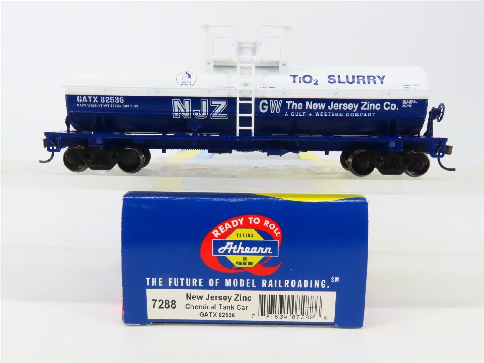 HO Scale Athearn 7288 GATX New Jersey Zinc Slurry Chemical Tank Car #82536
