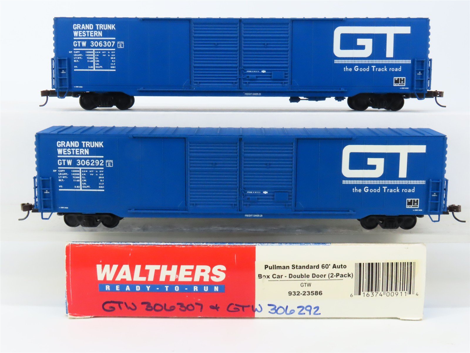 HO Walthers 932-932-23586 GTW Grand Trunk Western PS 60' Auto Box Cars 2-Pack
