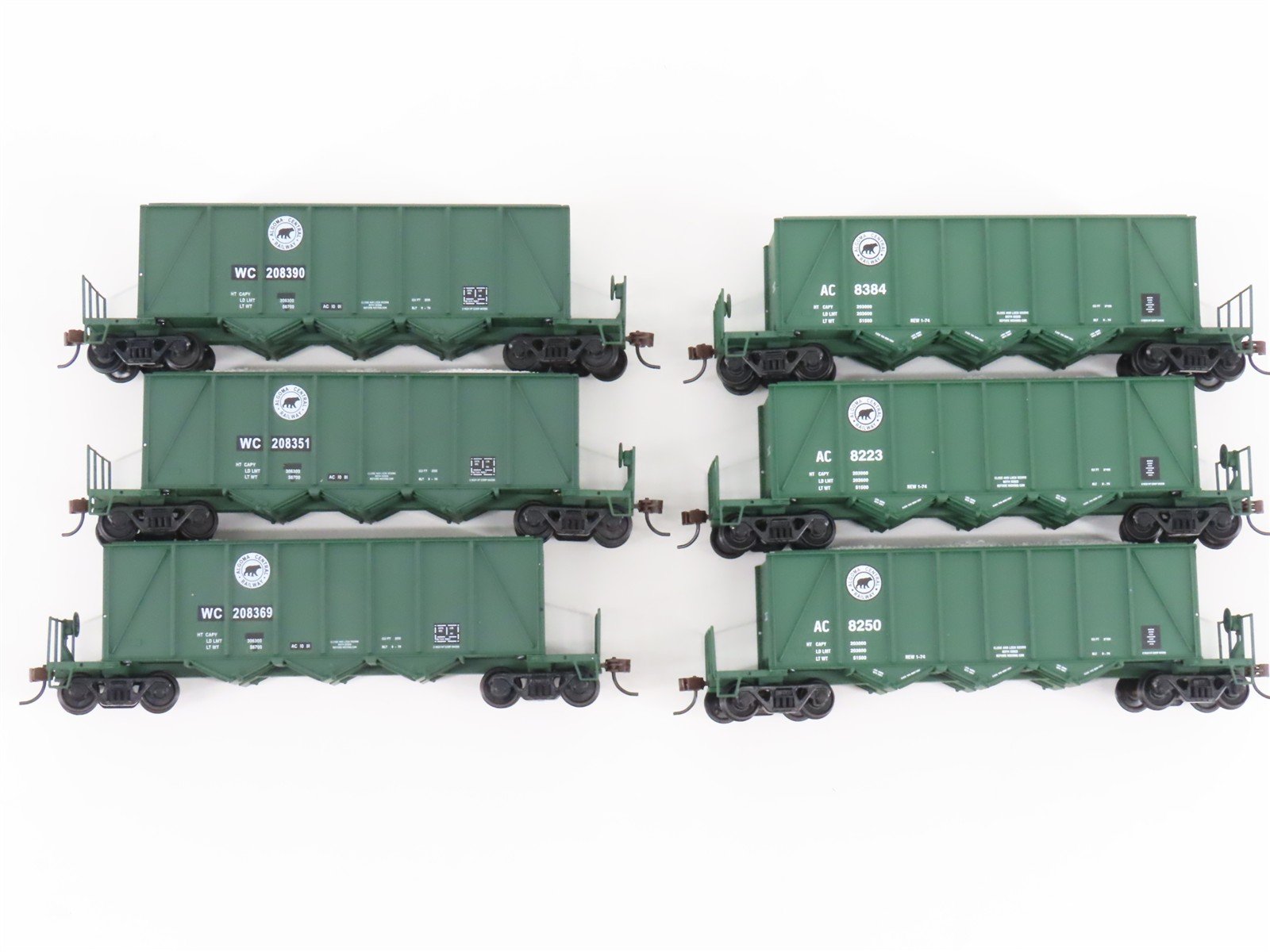 LOT of 6 HO Scale Walthers WC/AC 40' 3-Bay Ortner Aggregate Hoppers w/ Load