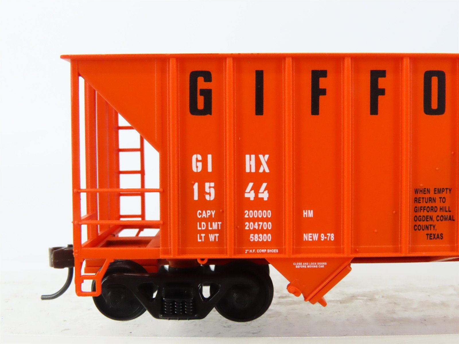 HO Scale Walthers 932-7408 GIHX Glifford Hill 2-Bay Greenville Hopper #1544