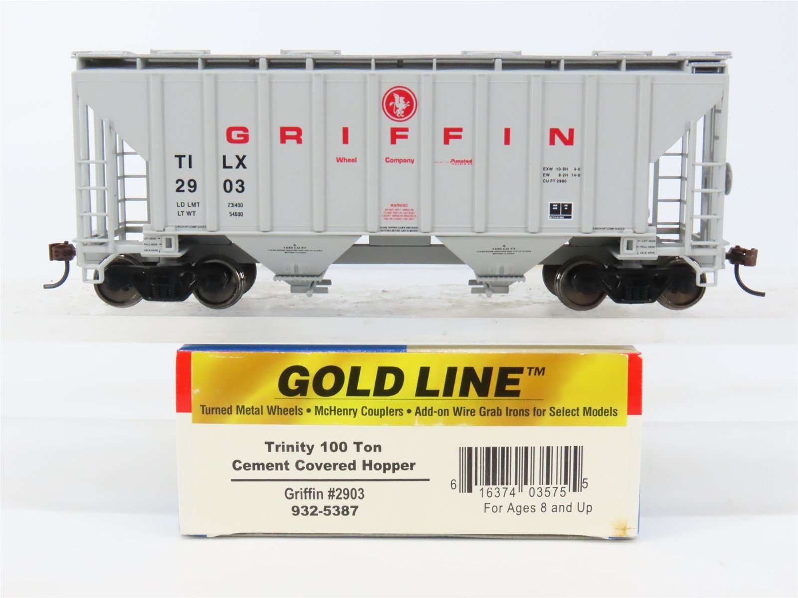 HO Scale Walthers Gold 932-5387 TILX Griffin Trinity 2-Bay Covered Hopper #2903