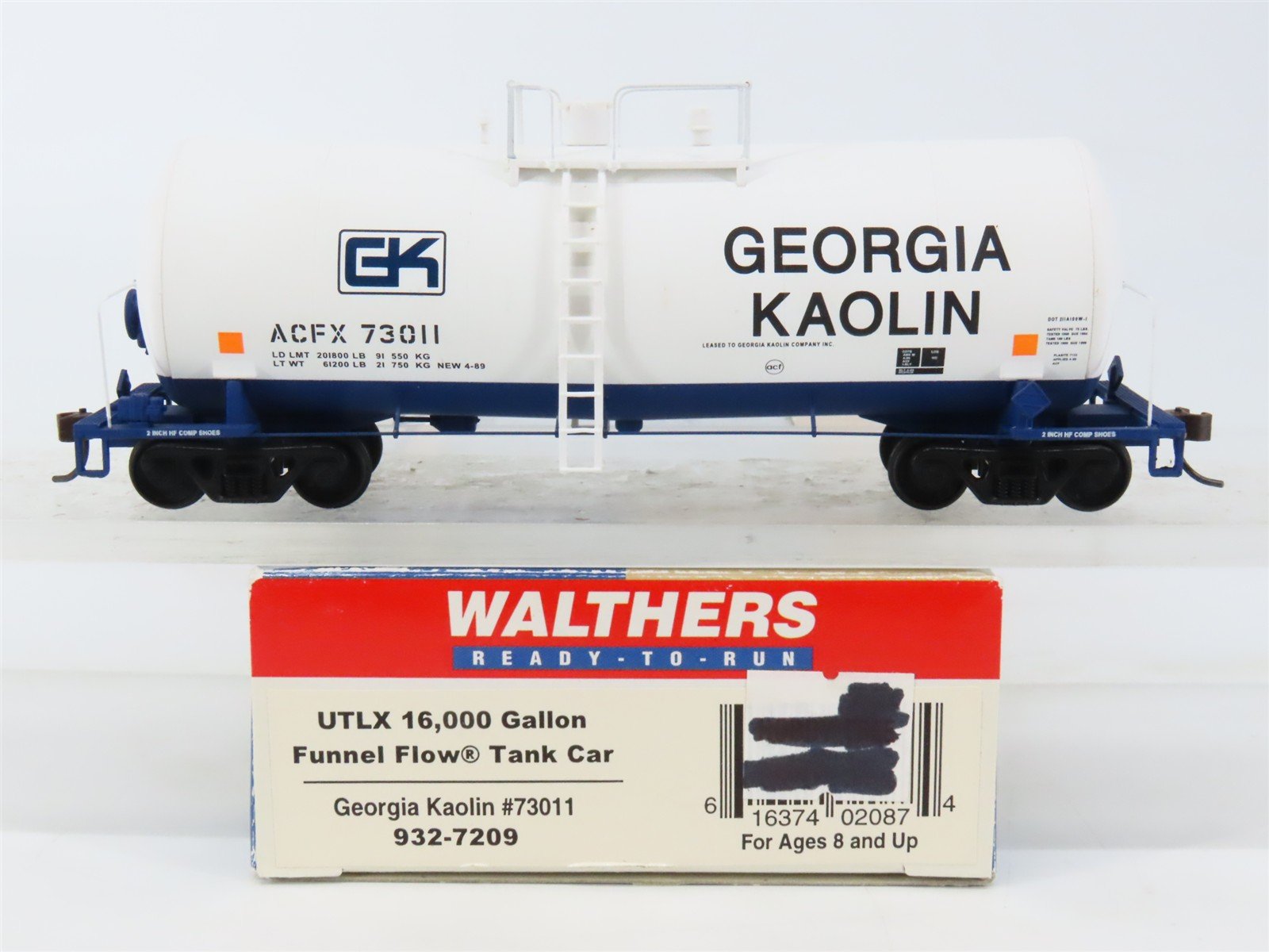 HO Scale Walthers 932-7209 ACFX Georgia Kaolin Funnel Flow Tank Car #73011