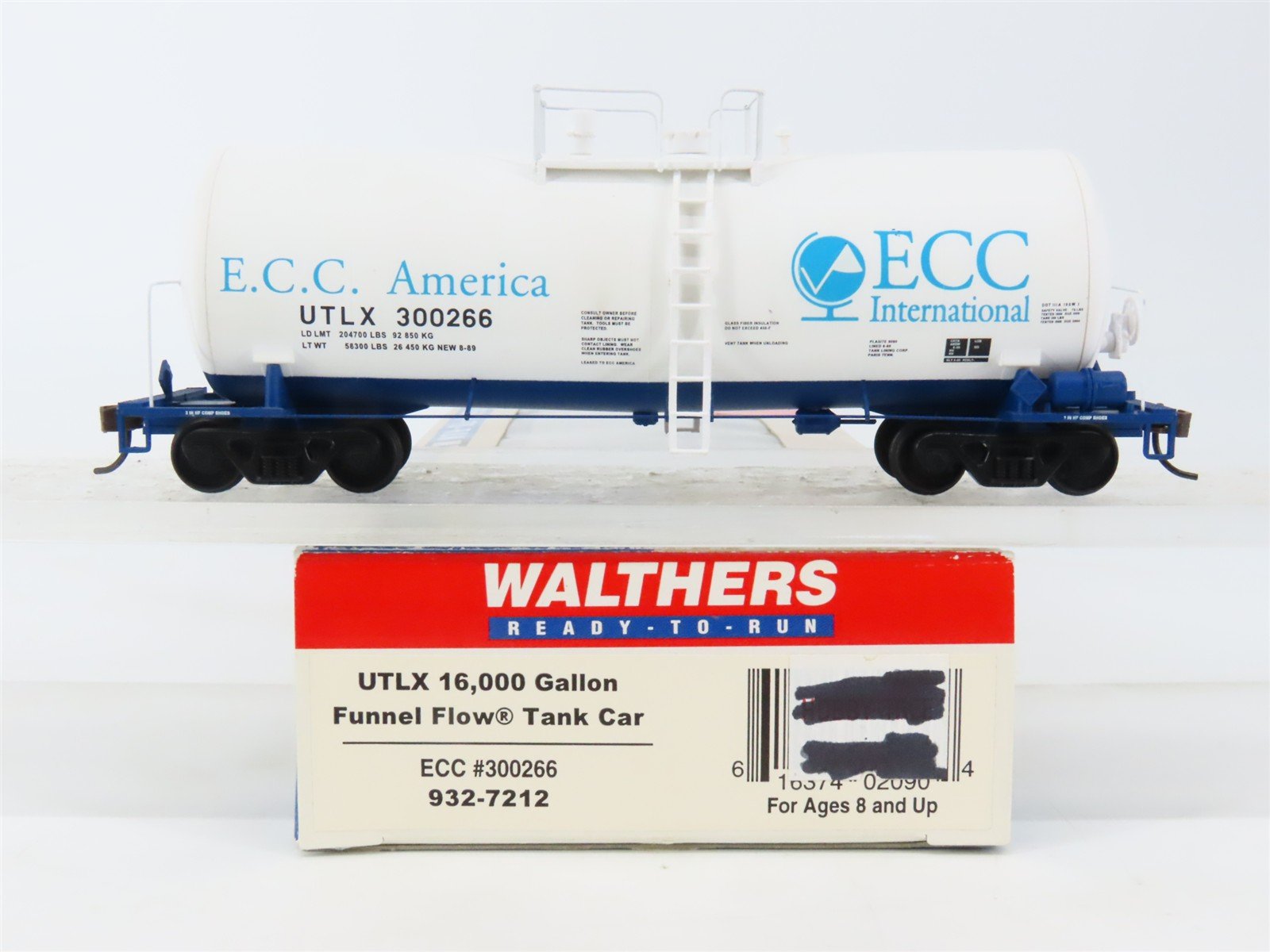 HO Walthers 932-7212 UTLX ECC 16k Gallon Funnel Flow Tank Car #300266