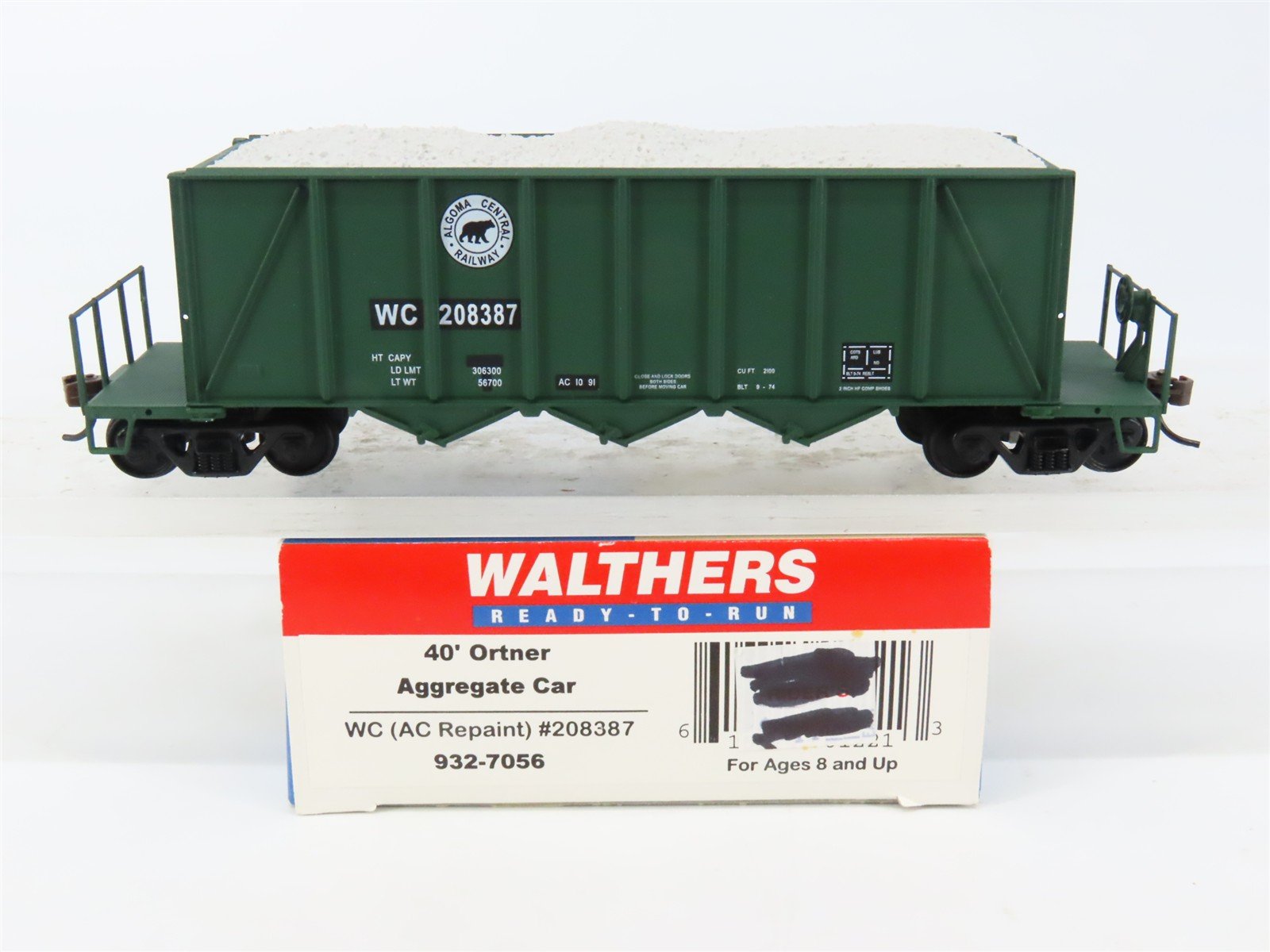 HO Walthers 932-7056 WC/ex-AC Repaint 3-Bay Ortner Hopper #208387 w/ Load