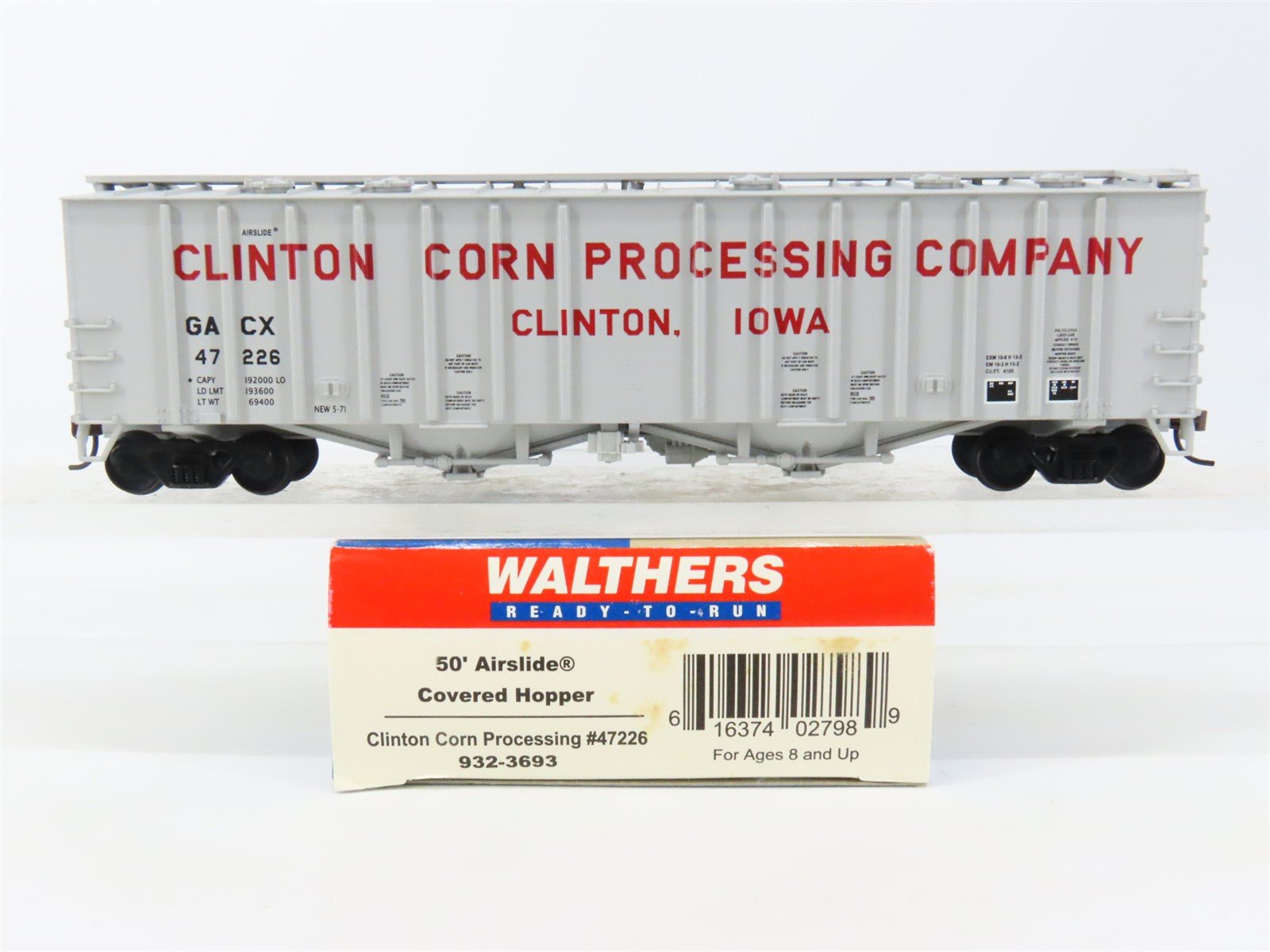HO Walthers 932-3693 GACX Clinton Corn 50' 2-Bay Airslide Covered Hopper #47226