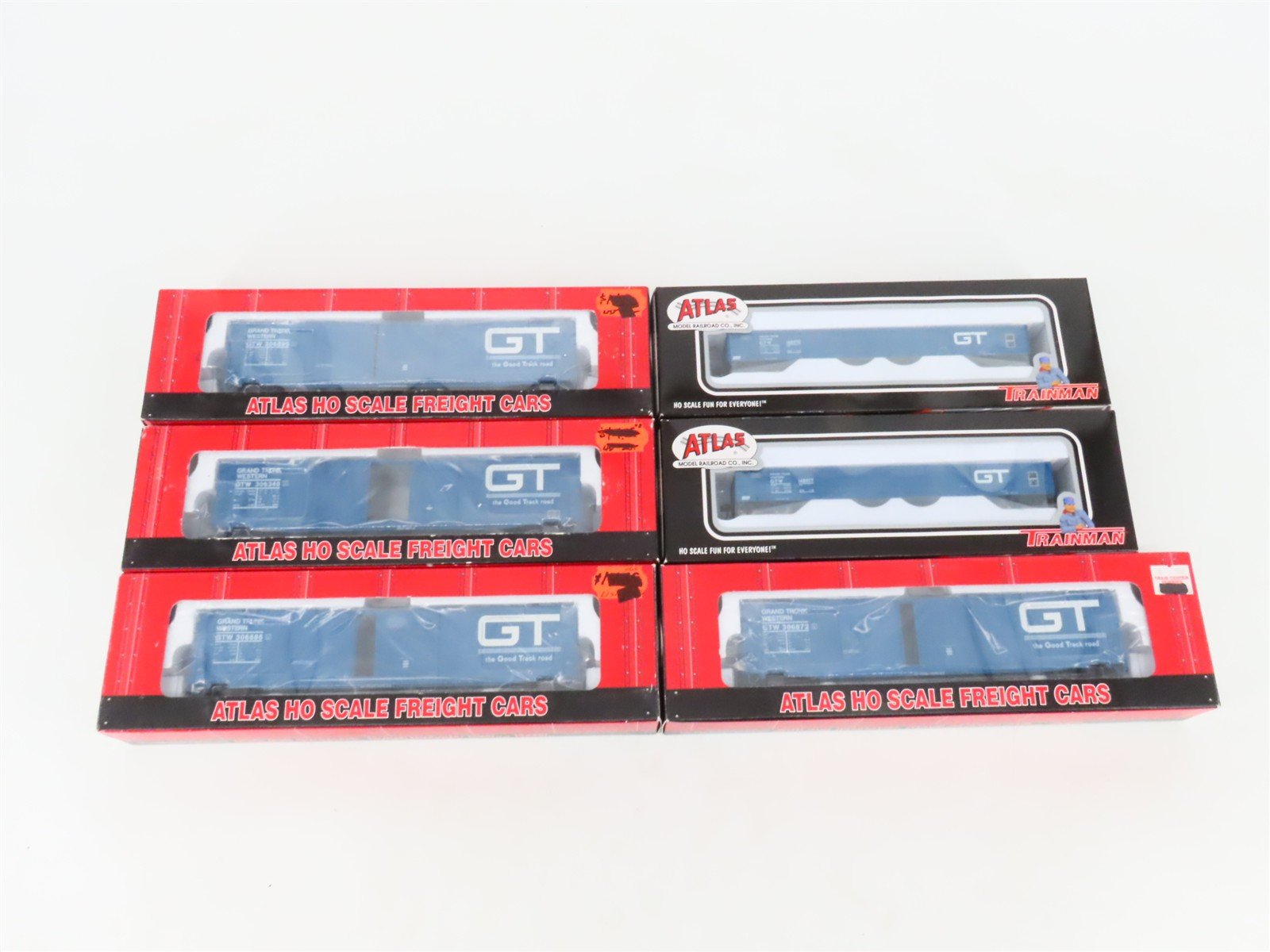 LOT of 6 HO Scale Atlas GTW Grand Trunk Western Evans Gondolas & 60' Boxcars