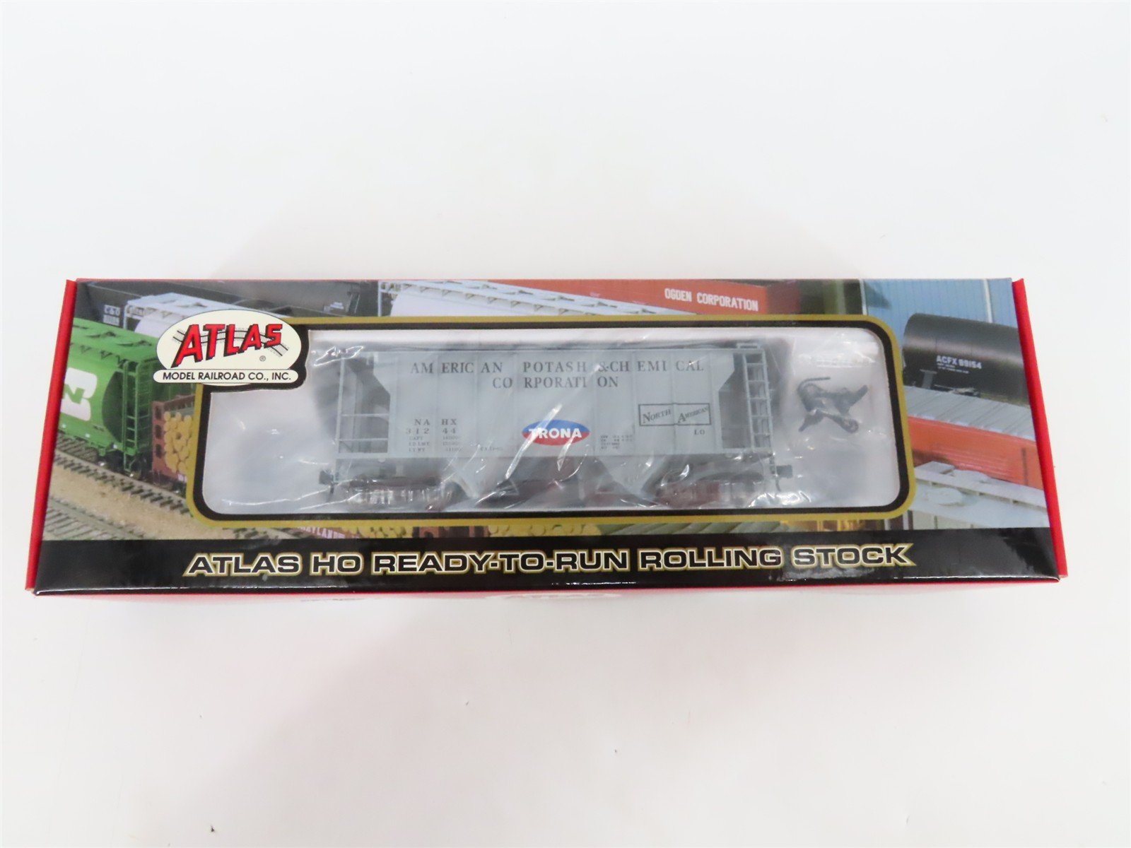 LOT of 2 HO Scale Atlas American Potash 2-Bay Covered Hopper Cars SEALED