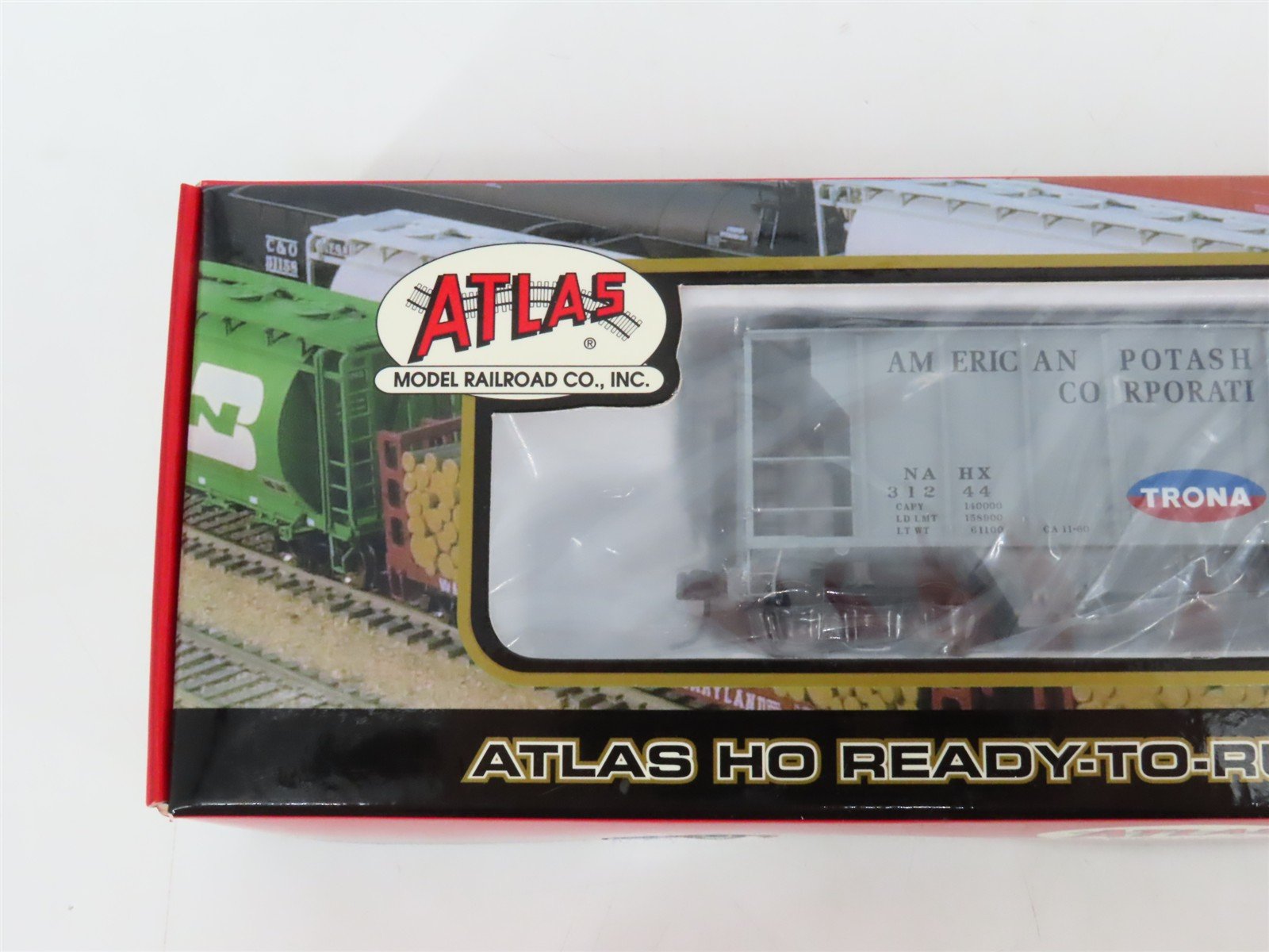 LOT of 2 HO Scale Atlas American Potash 2-Bay Covered Hopper Cars SEALED
