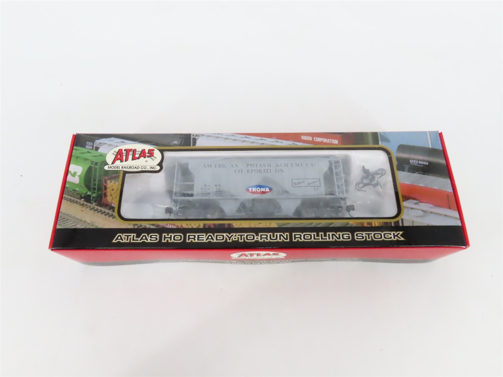LOT of 2 HO Scale Atlas American Potash 2-Bay Covered Hopper Cars SEALED