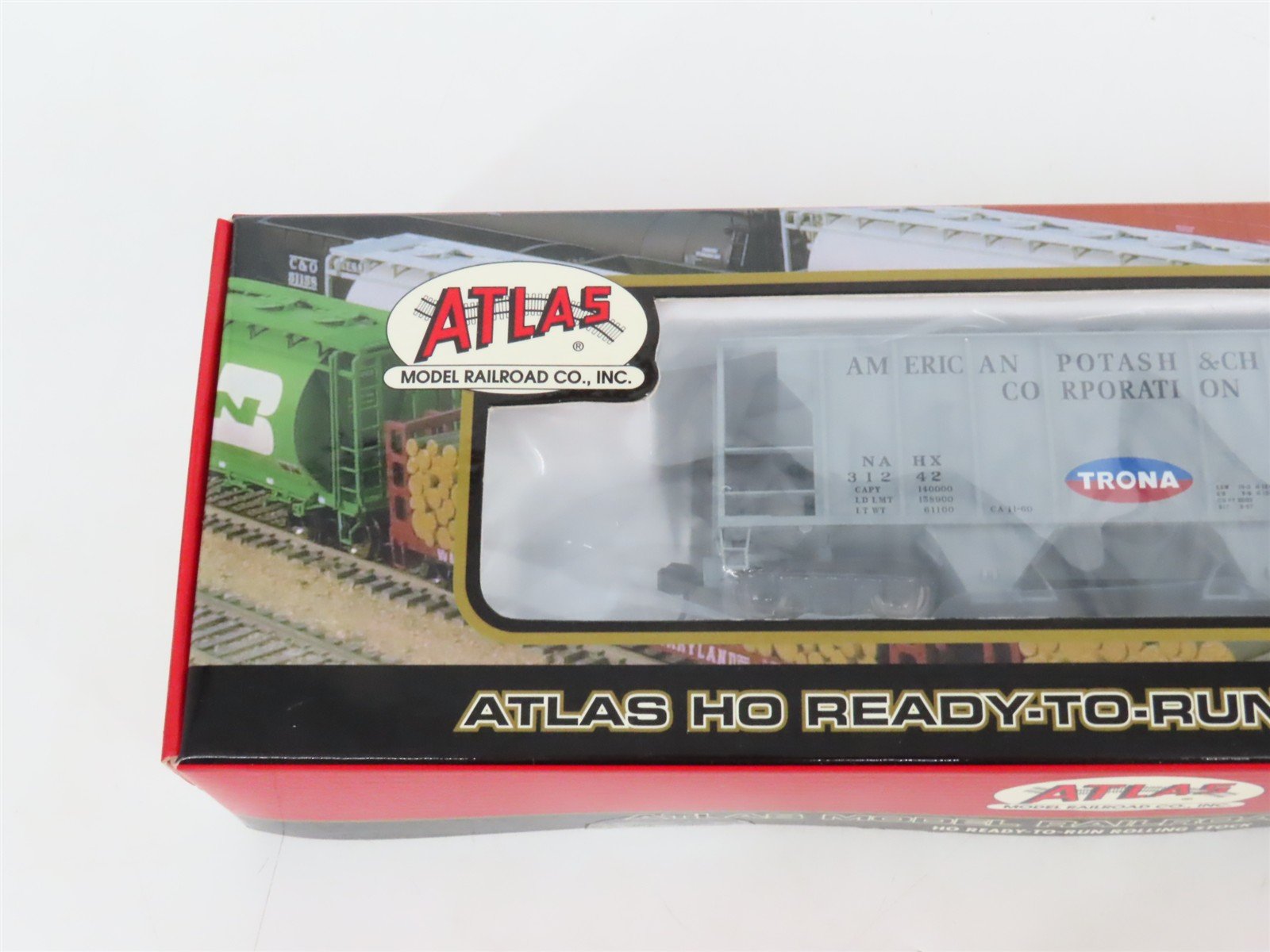 LOT of 2 HO Scale Atlas American Potash 2-Bay Covered Hopper Cars SEALED