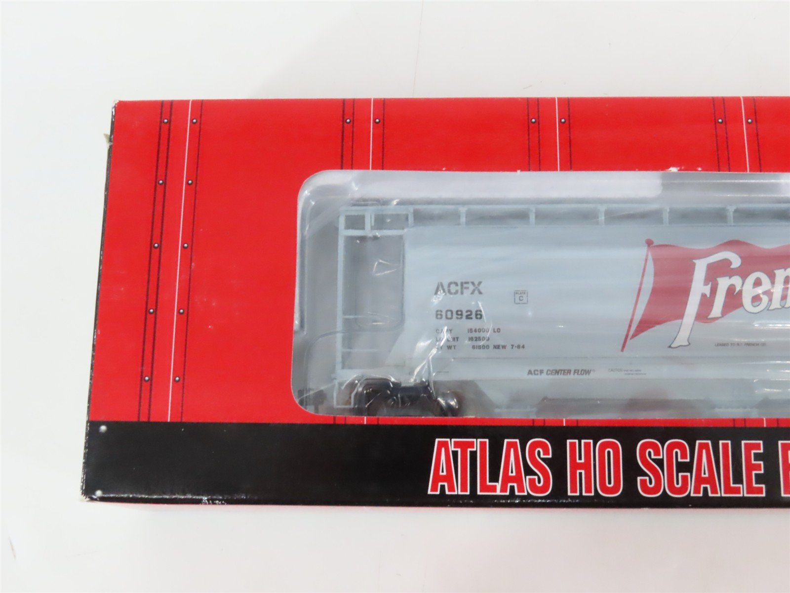 LOT of 2 HO Scale Atlas ACFX French's 3-Bay Cylindrical Covered Hoppers Cars