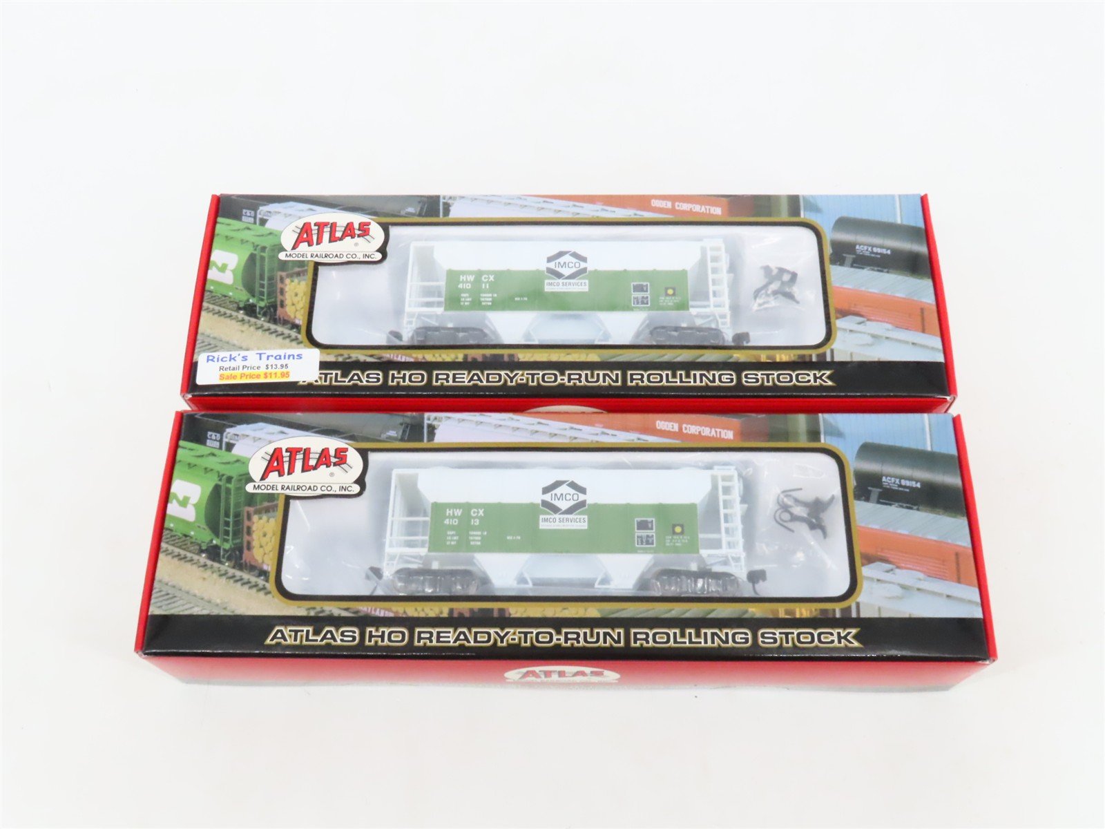 LOT of 2 HO Scale Atlas HWCX Imco 2-Bay Covered Hopper Cars SEALED