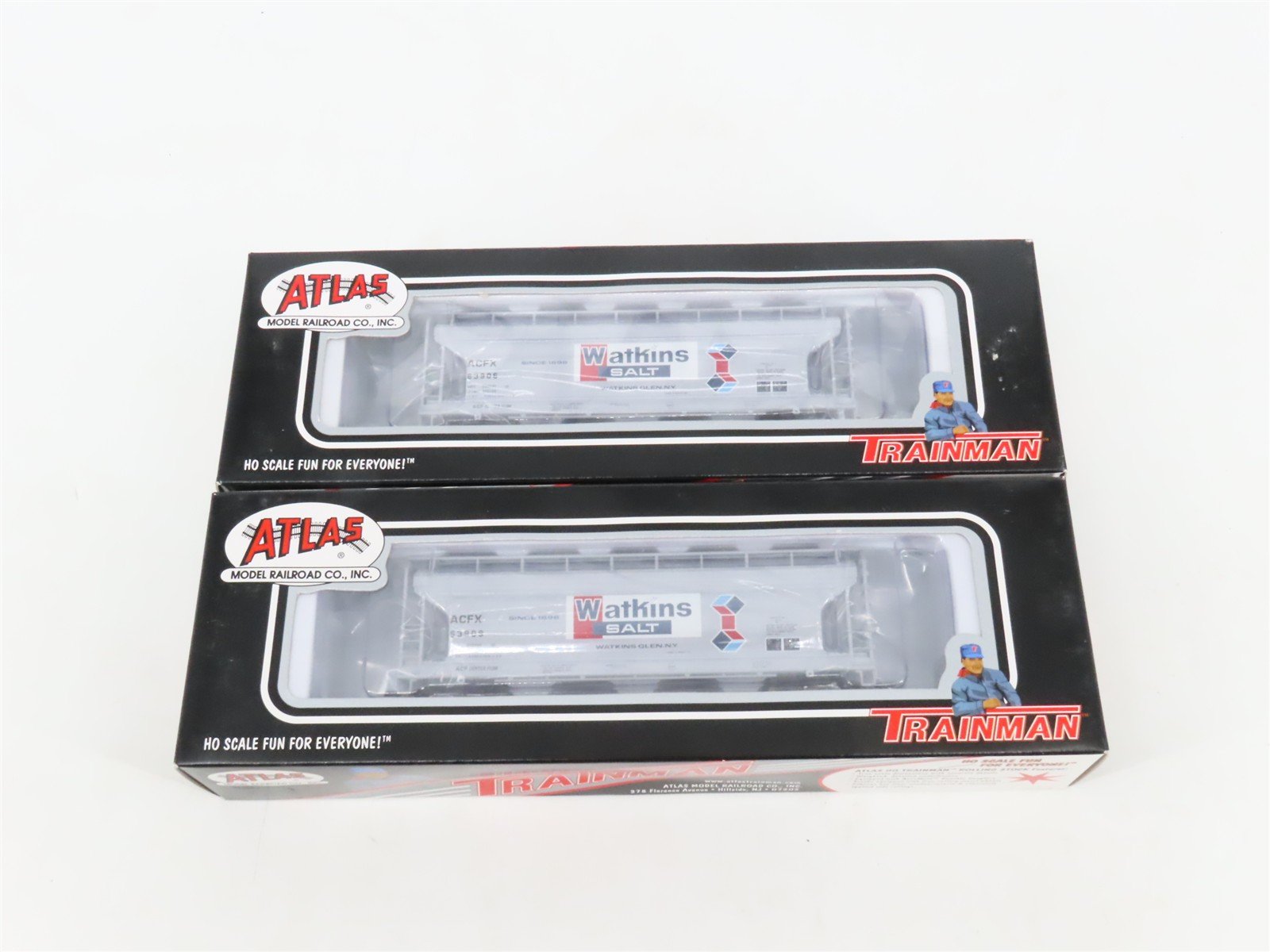 LOT of 2 HO Scale Atlas ACFX Watkins 3-Bay Covered Hopper Cars