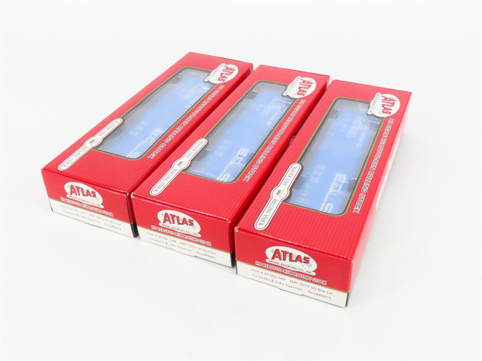 LOT of 3 HO Scale Atlas E&LS Escanaba & Lake Superior FMC 5077 Boxcars SEALED