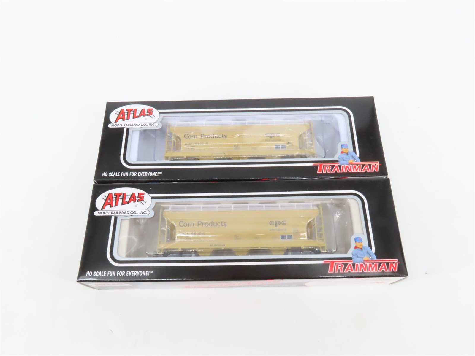 LOT of 2 HO Scale Atlas CCLX Corn Products 3-Bay Covered Hopper Cars