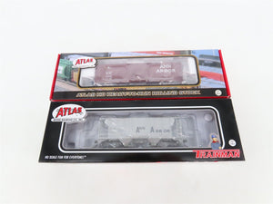 LOT of 2 HO Scale Atlas AA Ann Arbor 40' Boxcar & 2-Bay Covered Hopper Cars