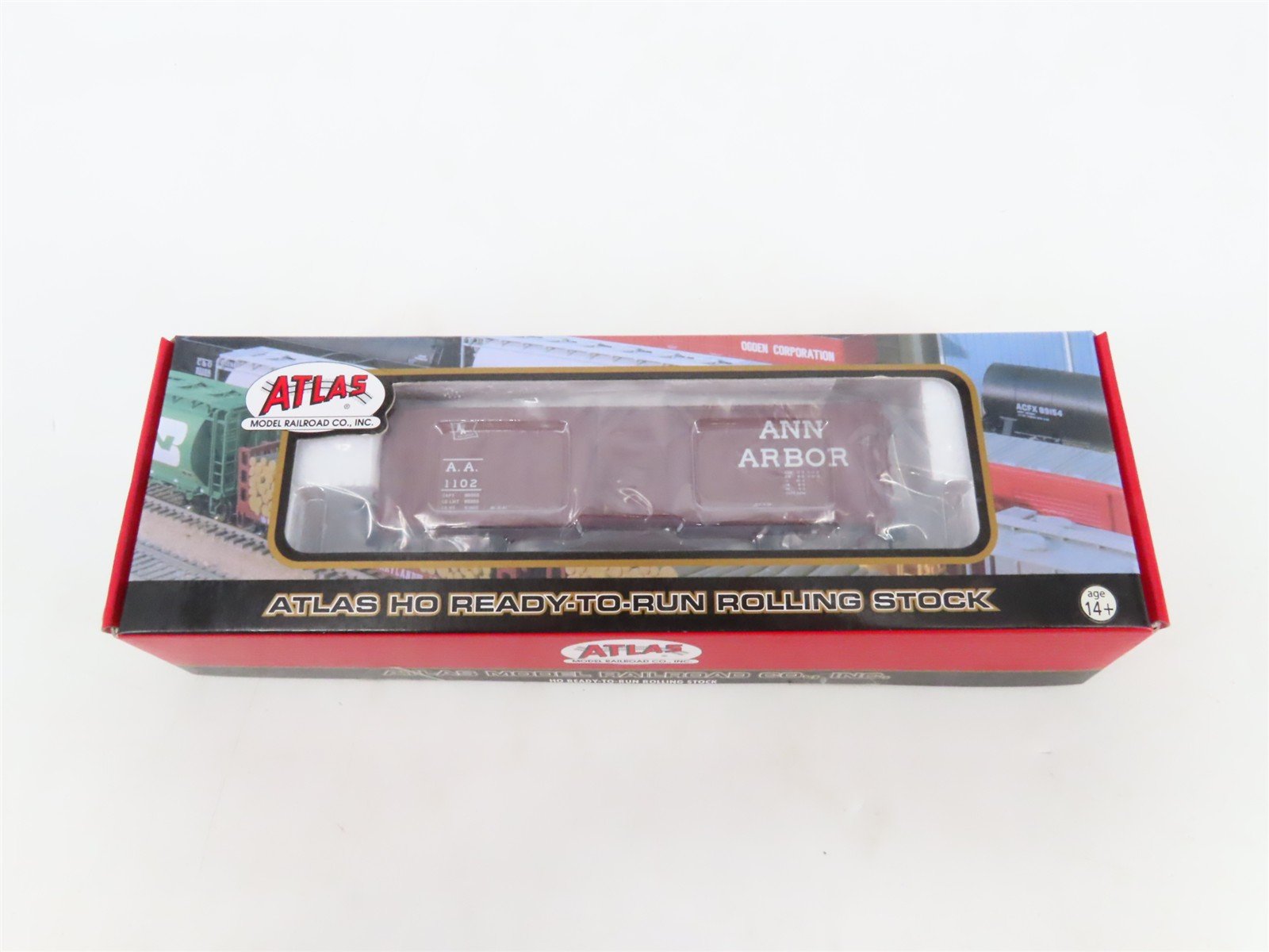 LOT of 2 HO Scale Atlas AA Ann Arbor 40' Boxcar & 2-Bay Covered Hopper Cars