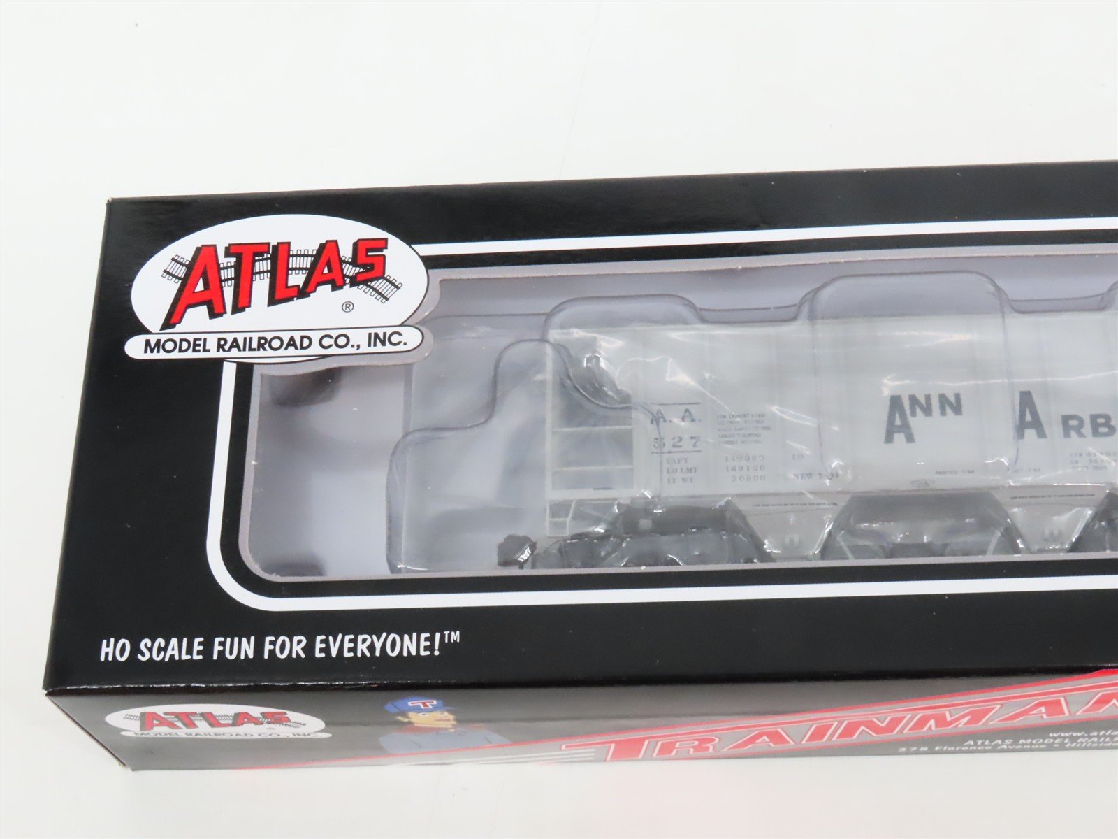 LOT of 2 HO Scale Atlas AA Ann Arbor 40' Boxcar & 2-Bay Covered Hopper Cars