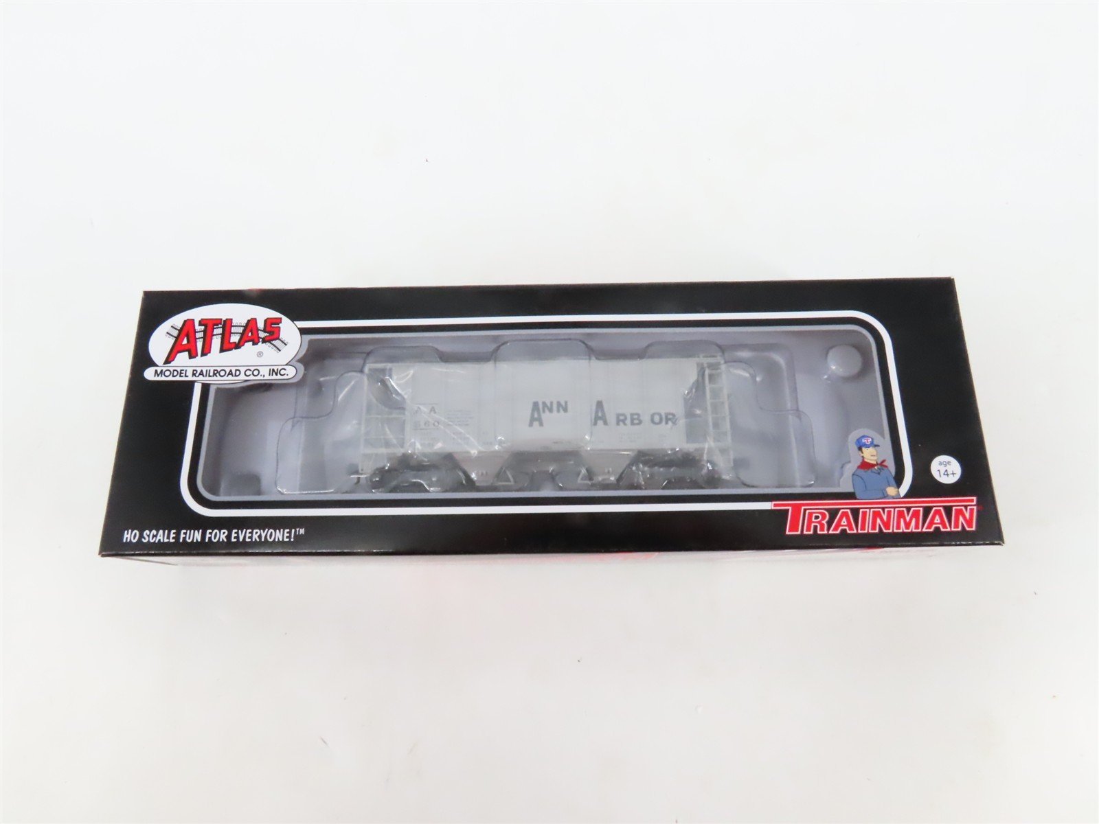 LOT of 2 HO Scale Atlas Trainman AA Ann Arbor 2-Bay Covered Hopper Cars