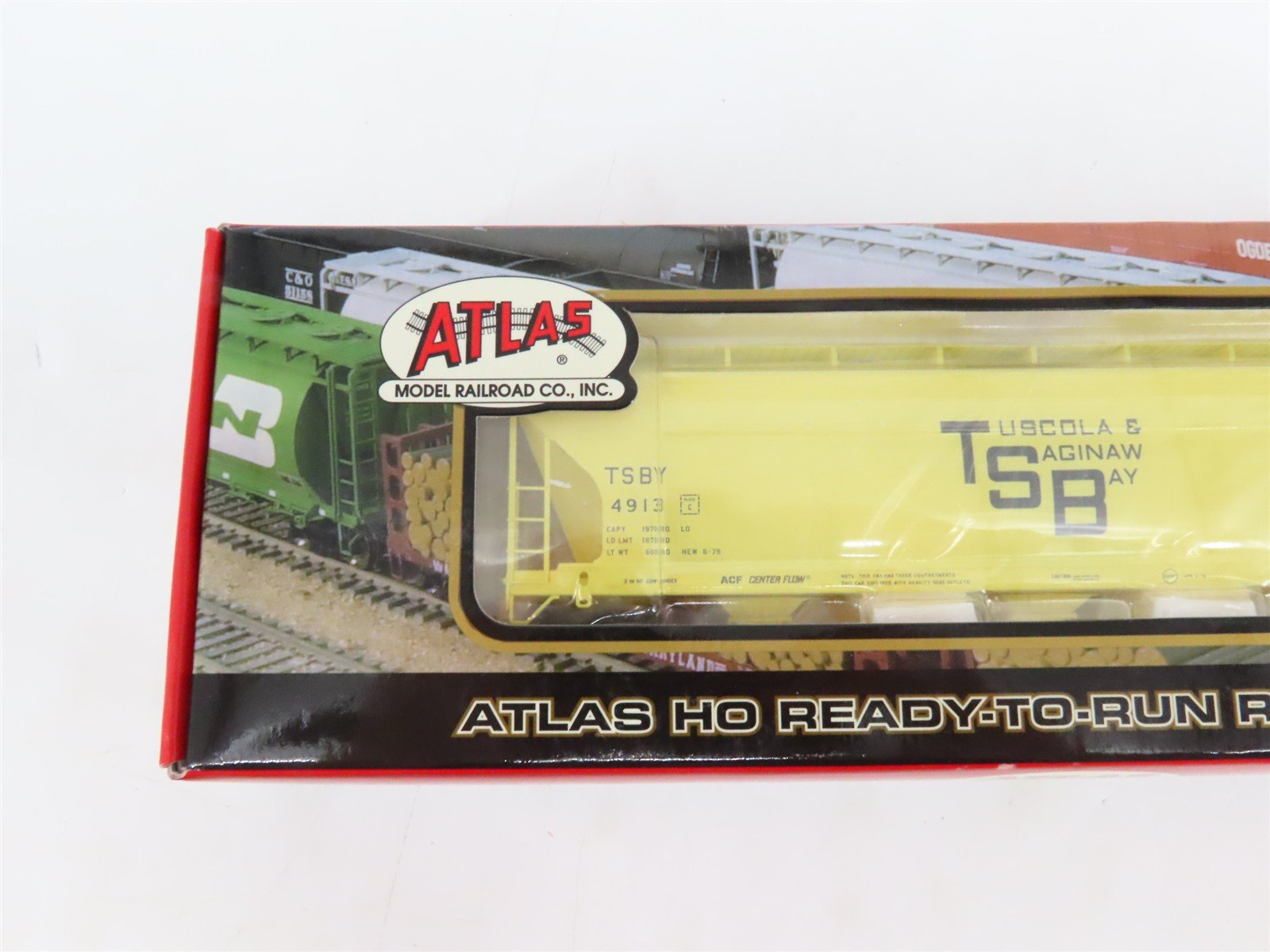 LOT of 2 HO Atlas TSBY Tuscola & Saginaw Bay 3-Bay Covered Hopper Cars SEALED