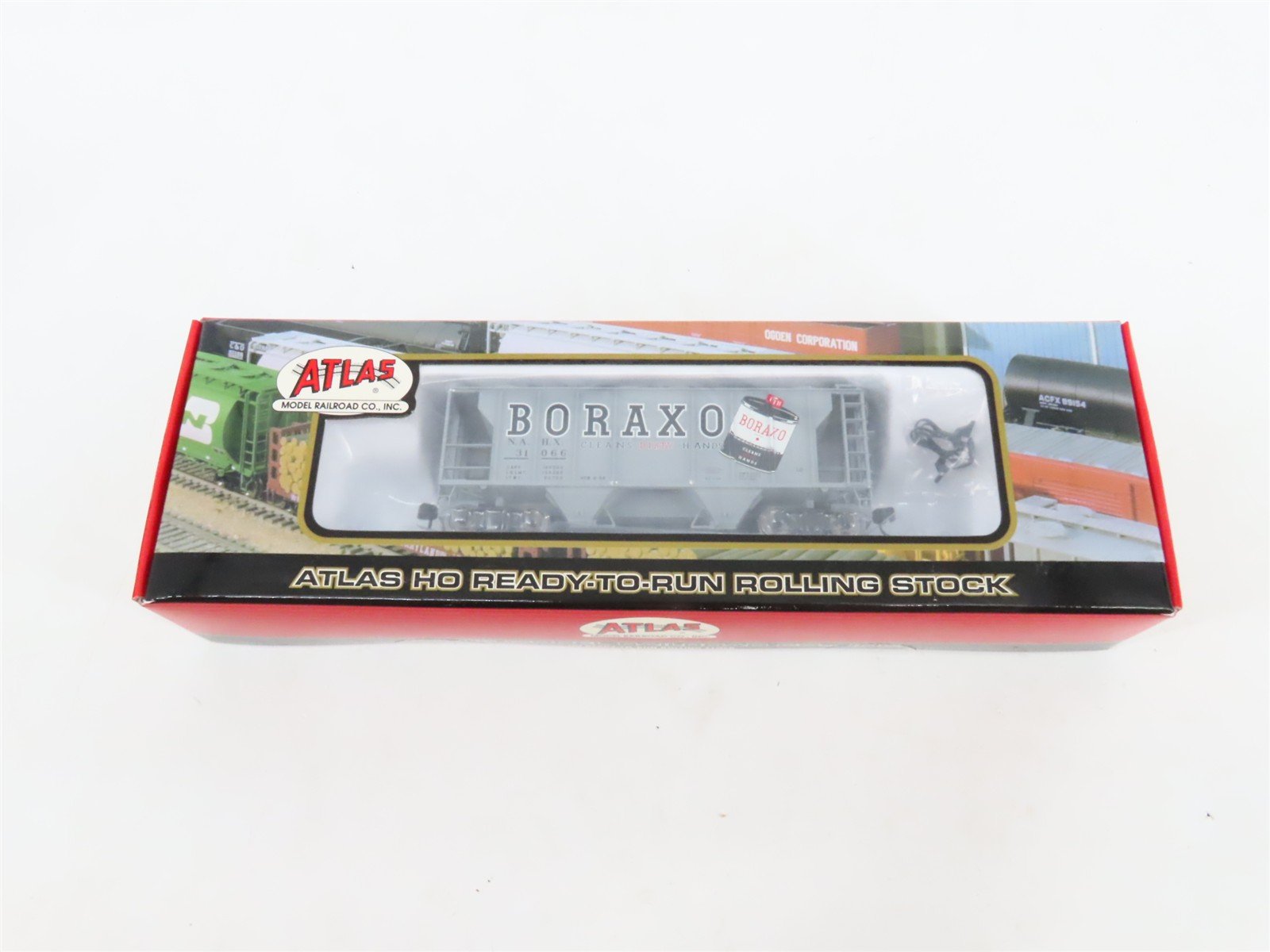 LOT of 2 HO Scale Atlas NAHX Boraxo 2-Bay Covered Hopper Cars SEALED