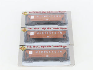 LOT of 3 HO Scale Proto 2000 TLDX Midwestern Grain 3-Bay Covered Hopper Cars