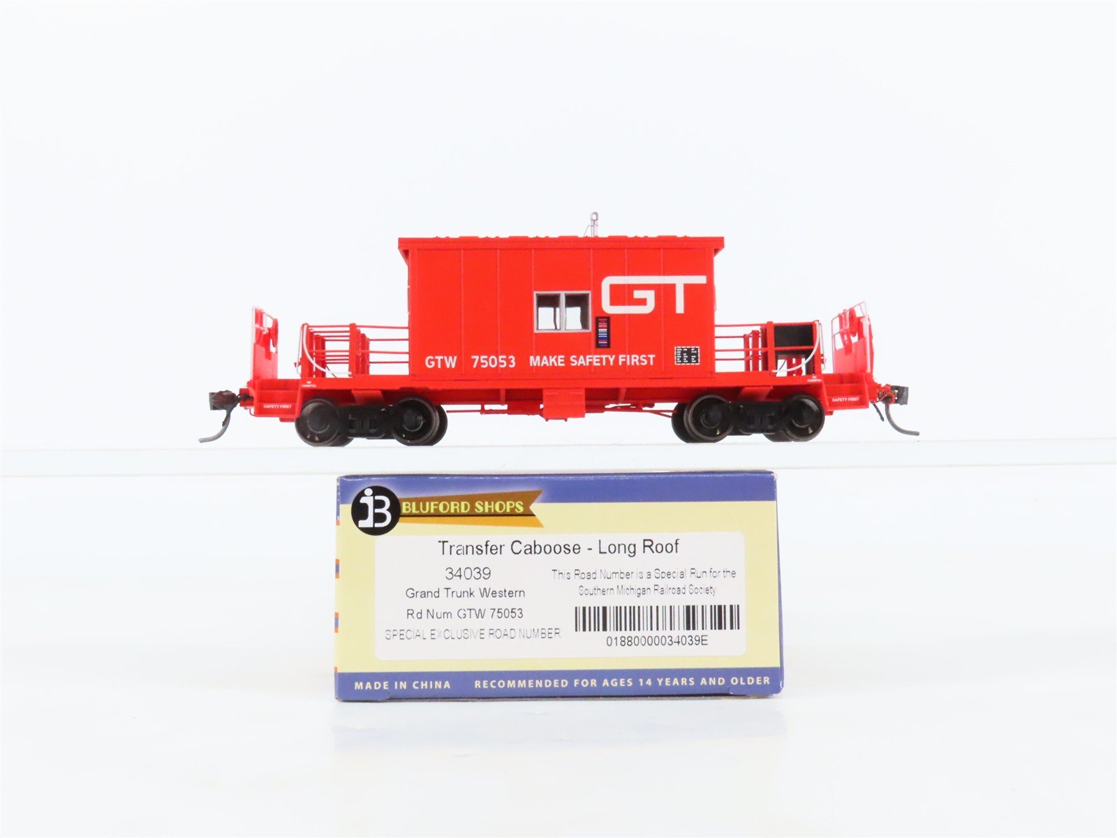 HO Scale Bluford Shop 34039 GTW Grand Trunk Western Transfer Caboose #75053
