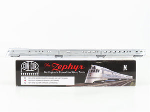 N Scale Con-Cor 001-8731 CB&Q Pioneer Zephyr Streamliner 3-Unit Set - DCC Ready