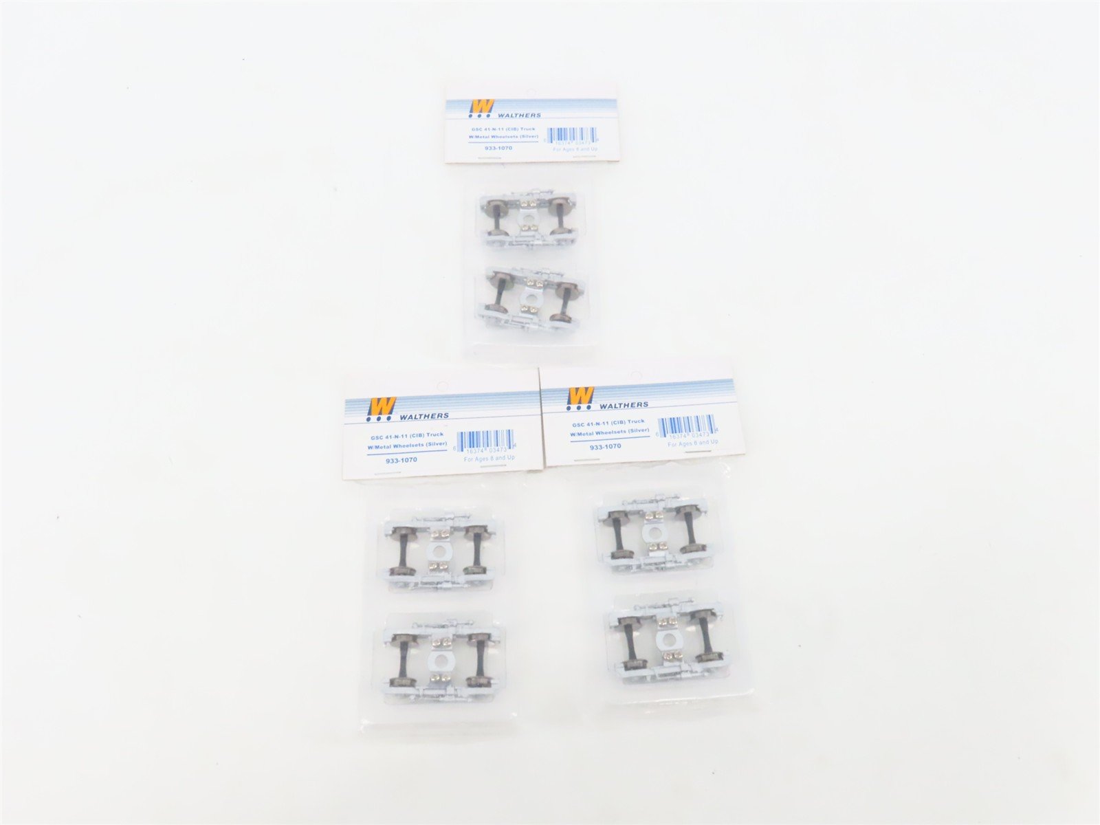 HO Walthers 933-1070 Silver GSC 41-N-11 (CIB) Trucks w/Metal Wheels - 3-Pair