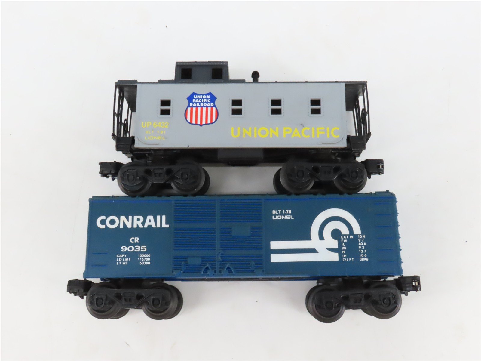 O Gauge 3-Rail Lionel DT&I/CR/WAB/UP Gondola, Hopper, Boxcar & Caboose