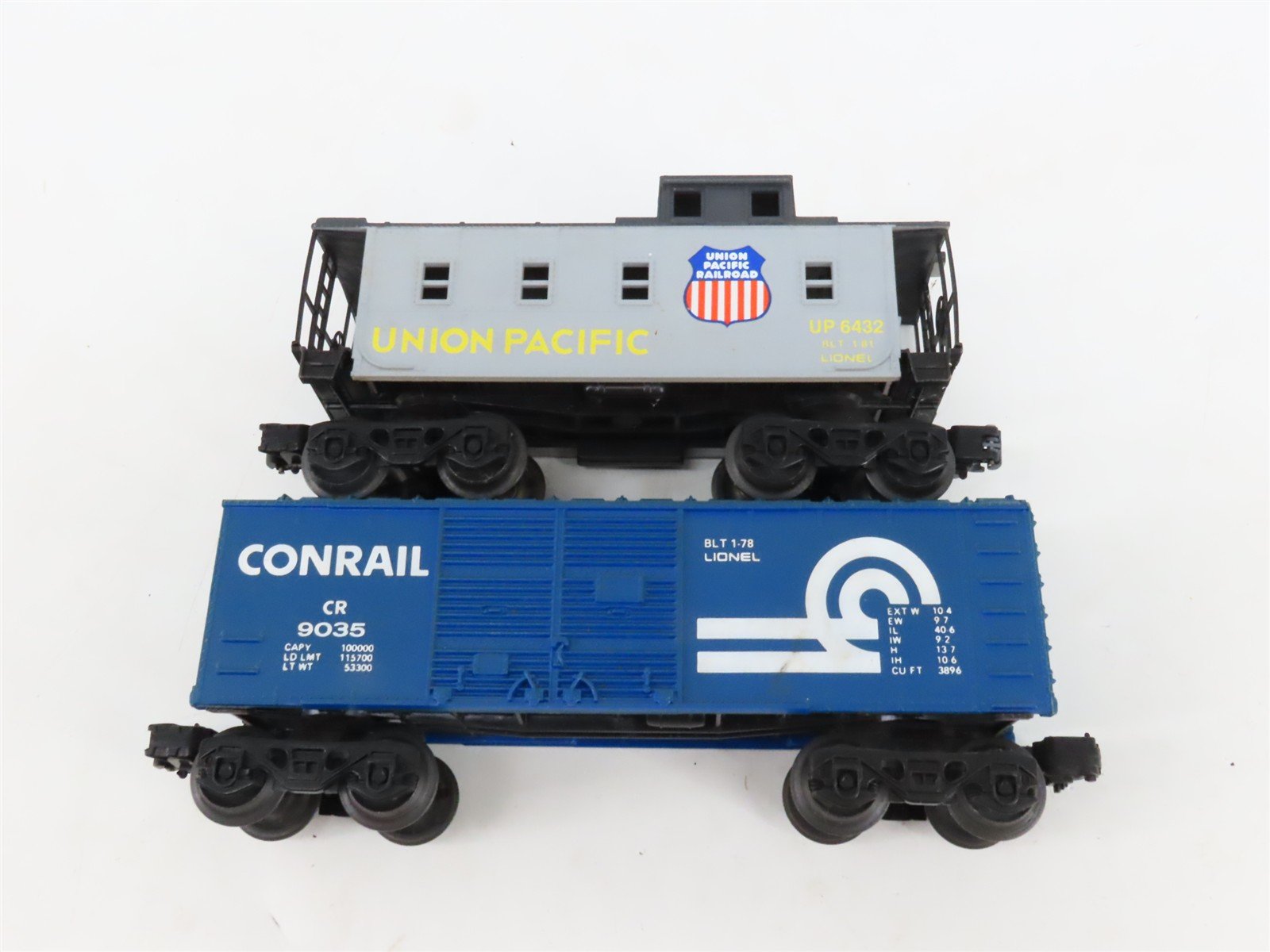O Gauge 3-Rail Lionel DT&I/CR/WAB/UP Gondola, Hopper, Boxcar & Caboose