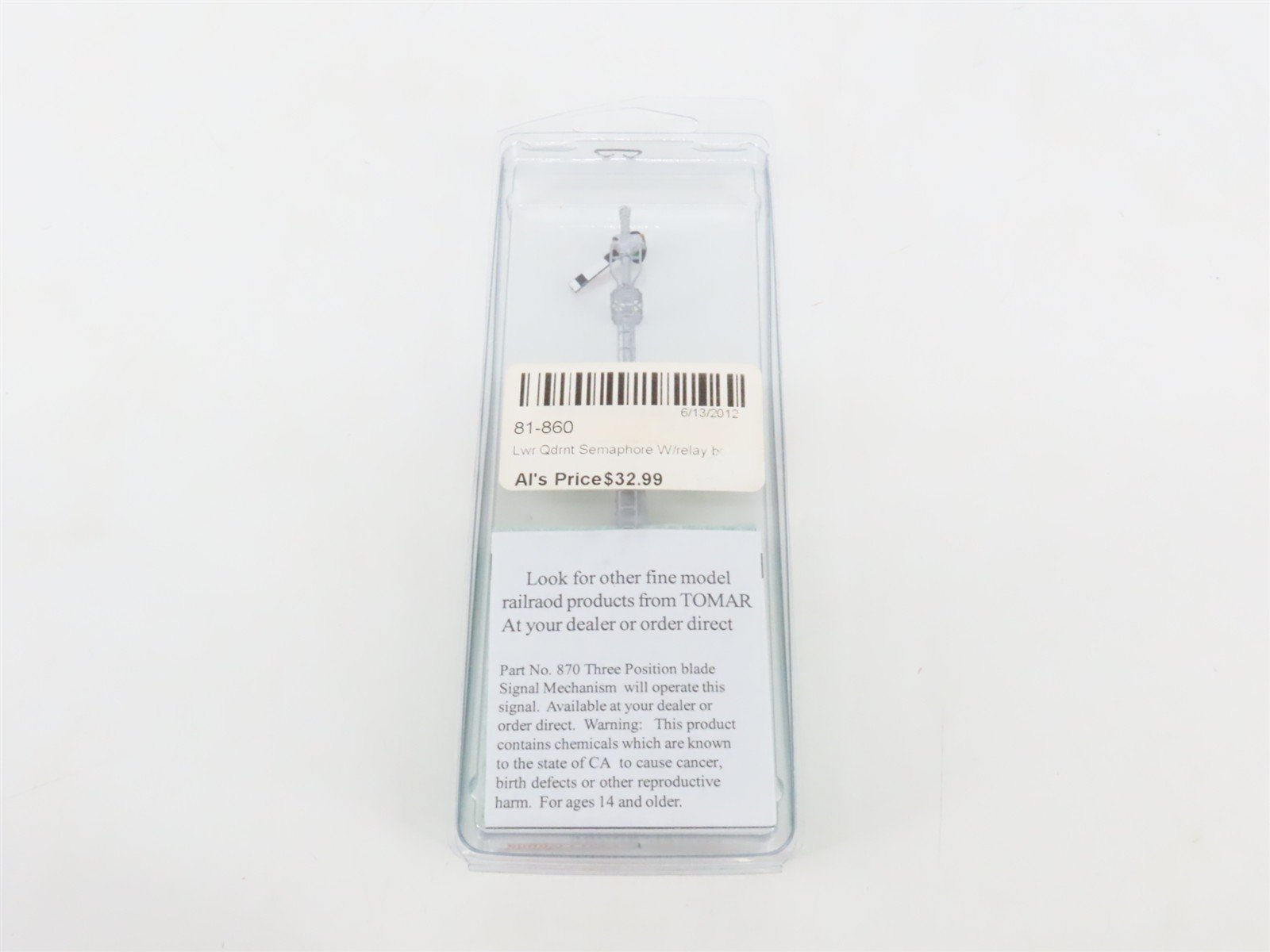 HO Scale Tomar H-860 Lower Quadrant Semaphore Signal