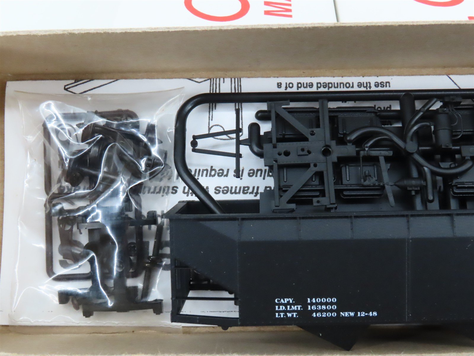 LOT of 4 HO Scale Accurail Kit #7597 Data Only Black AAR 3-Bay Open Hopper