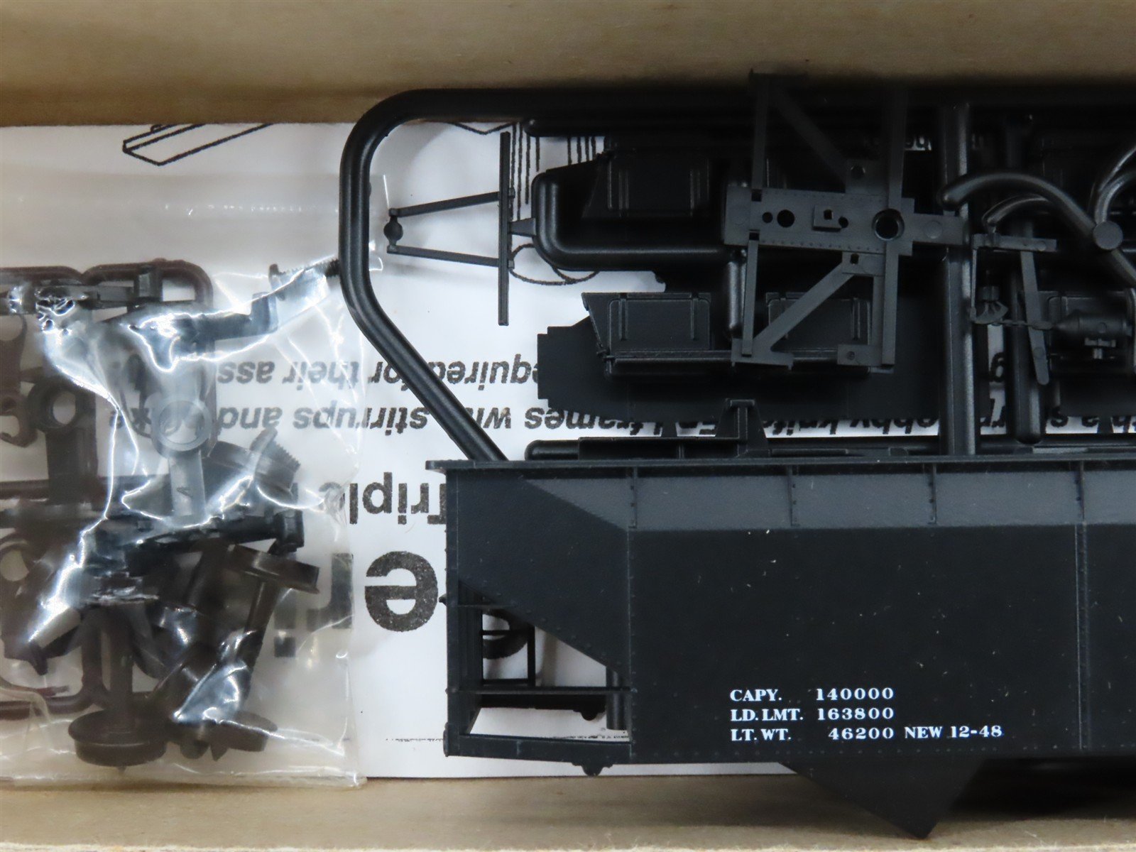 LOT of 4 HO Scale Accurail Kit #7597 Data Only Black AAR 3-Bay Open Hopper