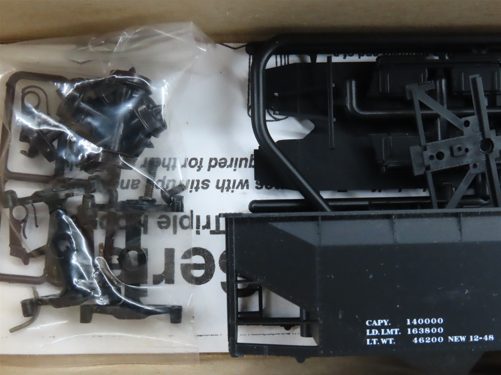 LOT of 4 HO Scale Accurail Kit #7597 Data Only Black AAR 3-Bay Open Hopper