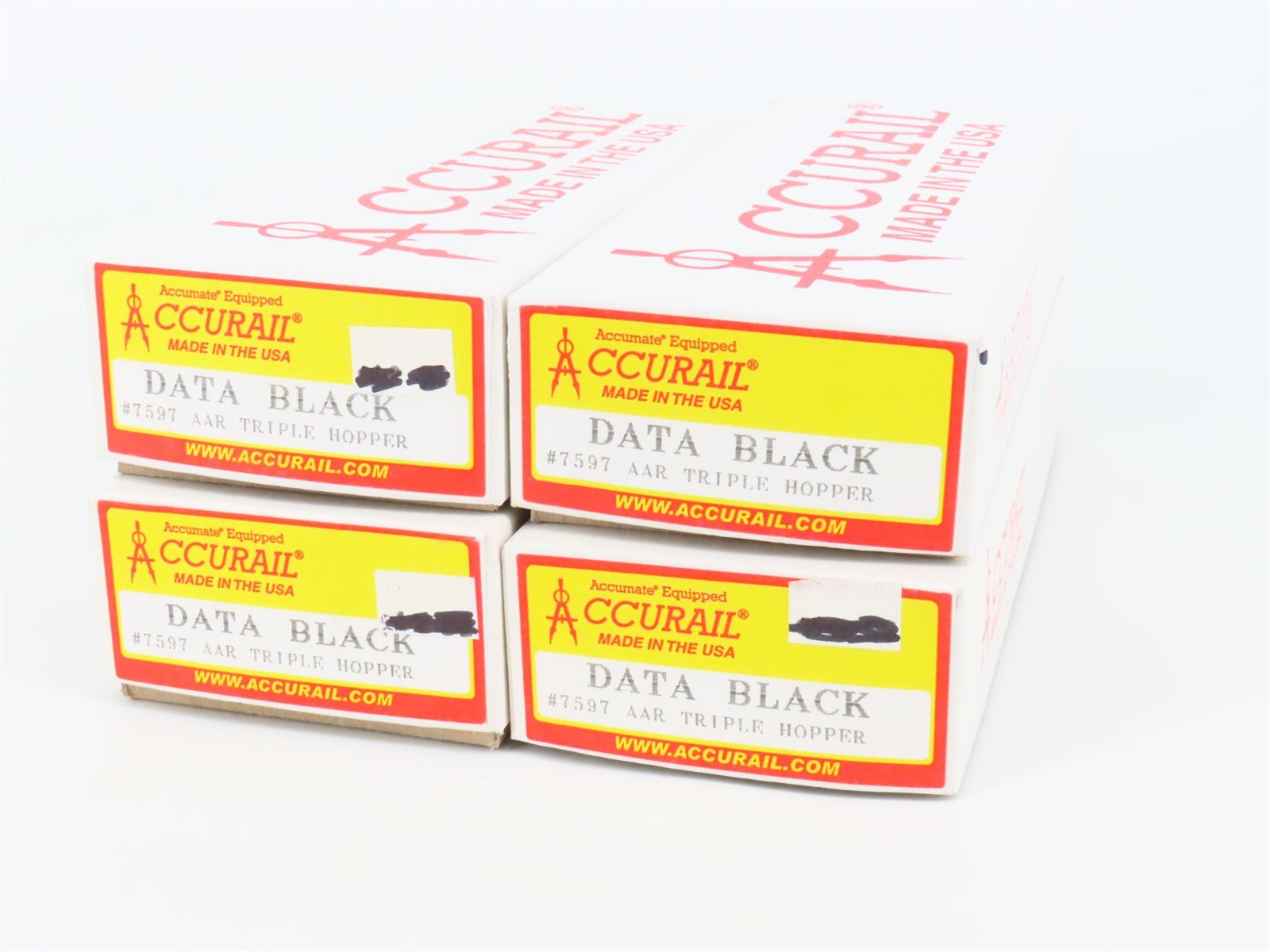 LOT of 4 HO Scale Accurail Kit #7597 Data Only Black AAR 3-Bay Open Hopper