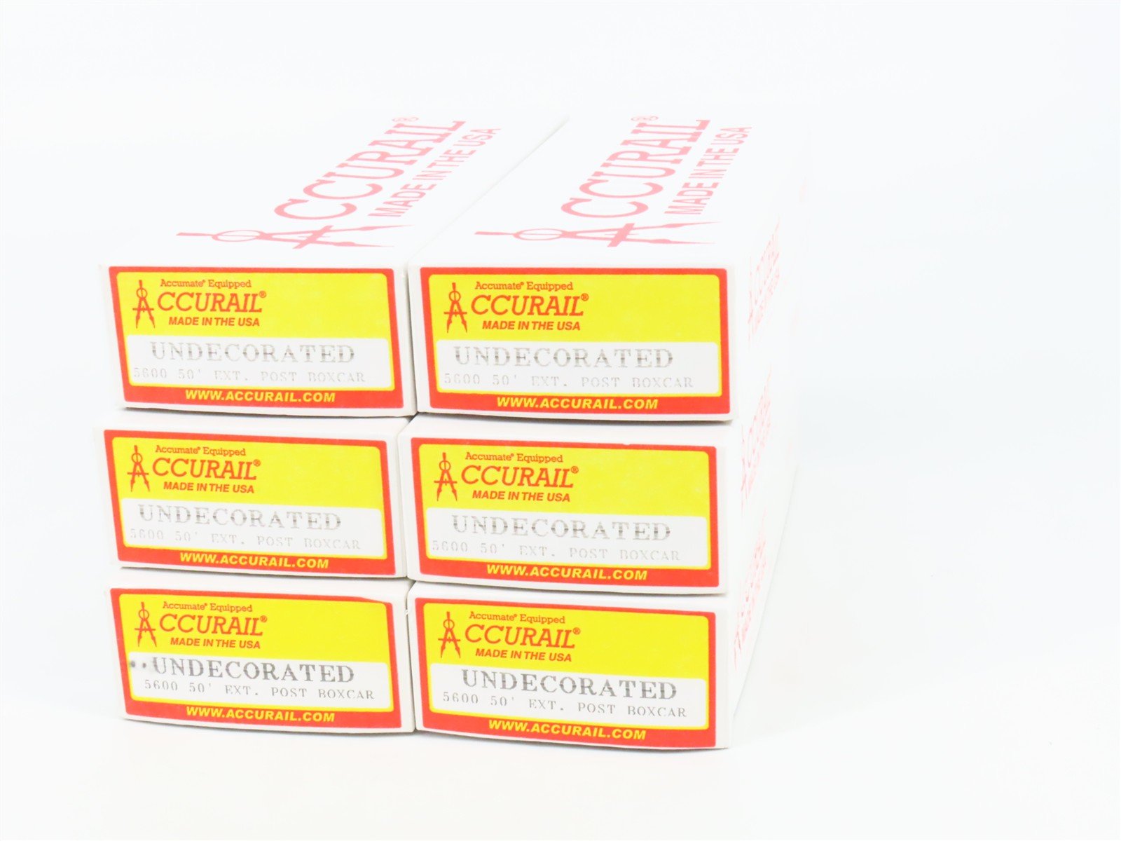 LOT of 6 HO Accurail Kit #5600 Undecorated Brownish Red 50' Ext. Post Box Car