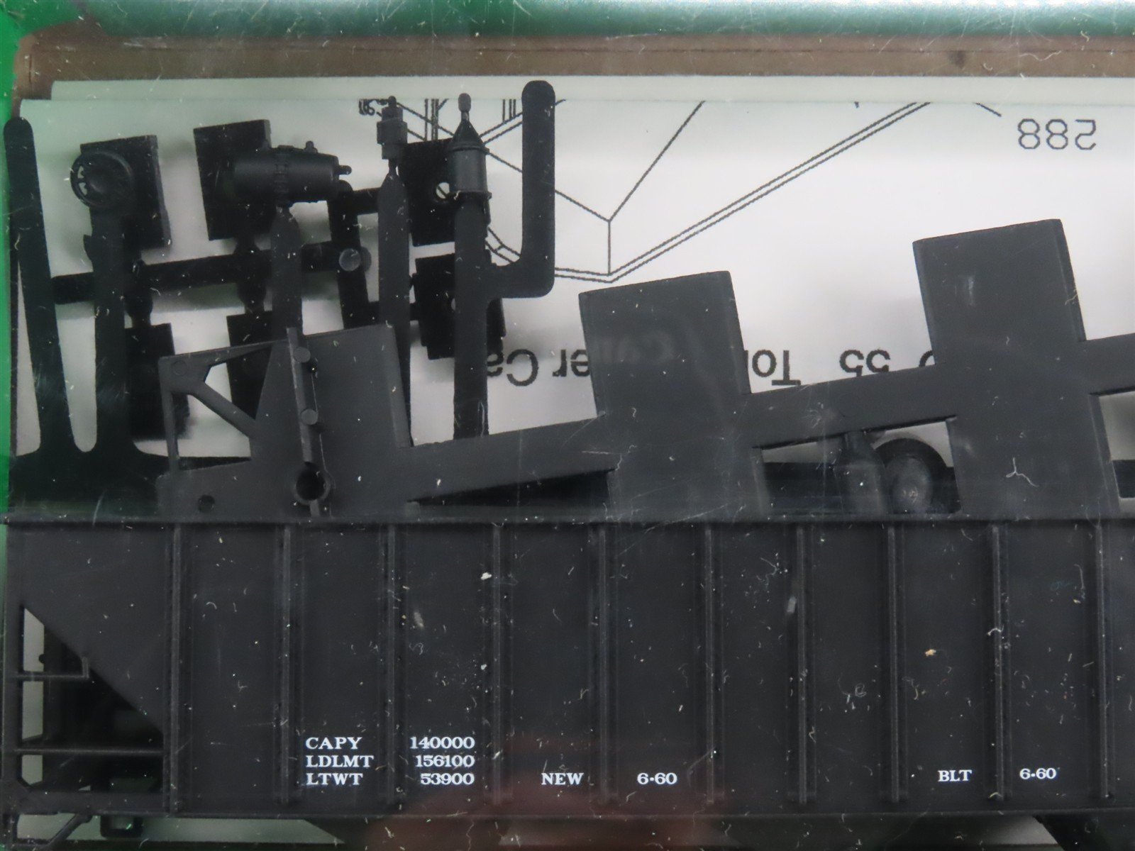 LOT of 4 HO Scale Bowser Kit #10951 Data Only Black 70-Ton 3-Bay Hopper - SEALED