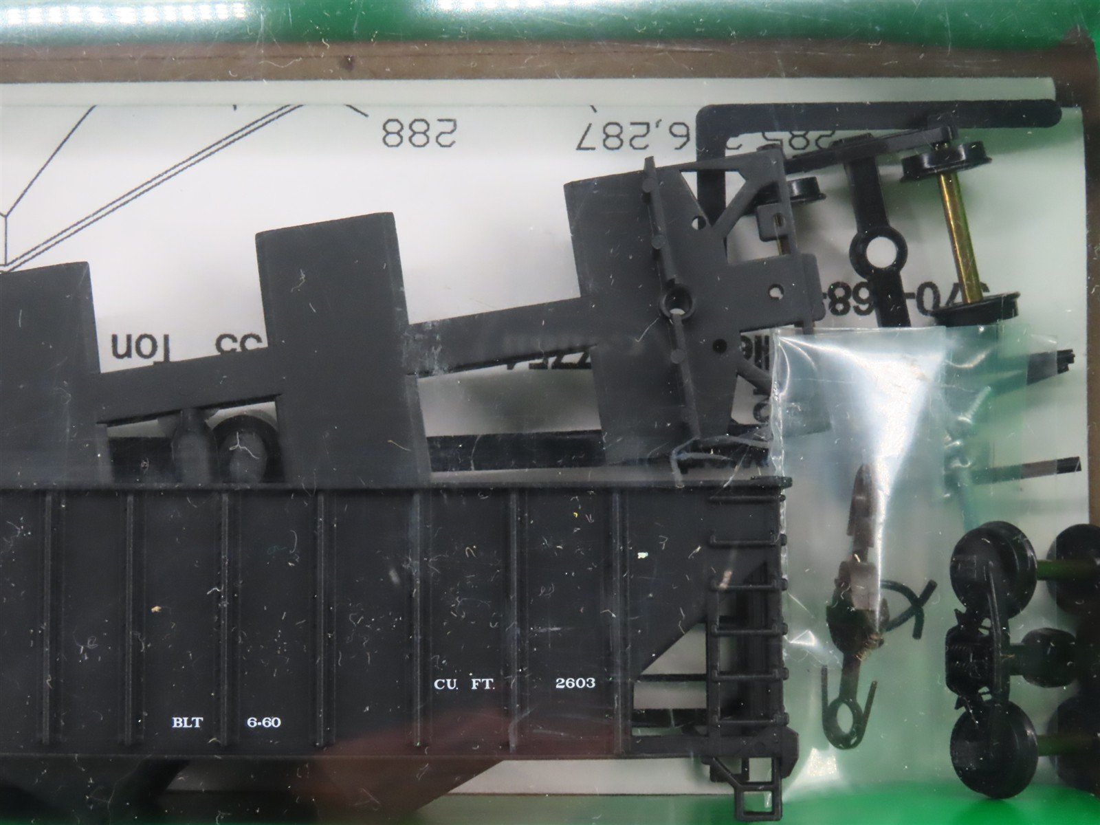 LOT of 4 HO Scale Bowser Kit #10951 Data Only Black 70-Ton 3-Bay Hopper - SEALED