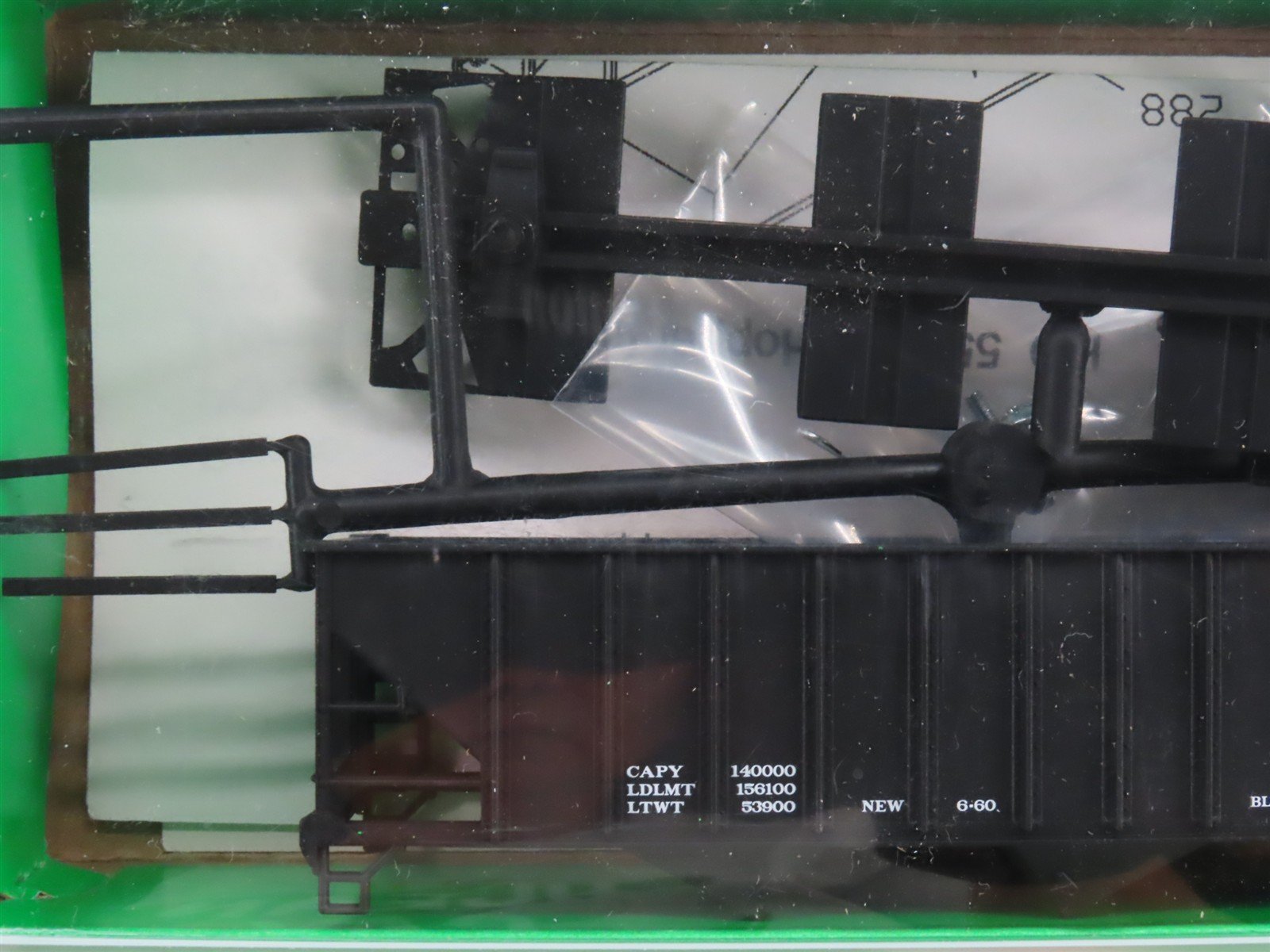 LOT of 4 HO Scale Bowser Kit #10951 Data Only Black 70-Ton 3-Bay Hopper - SEALED