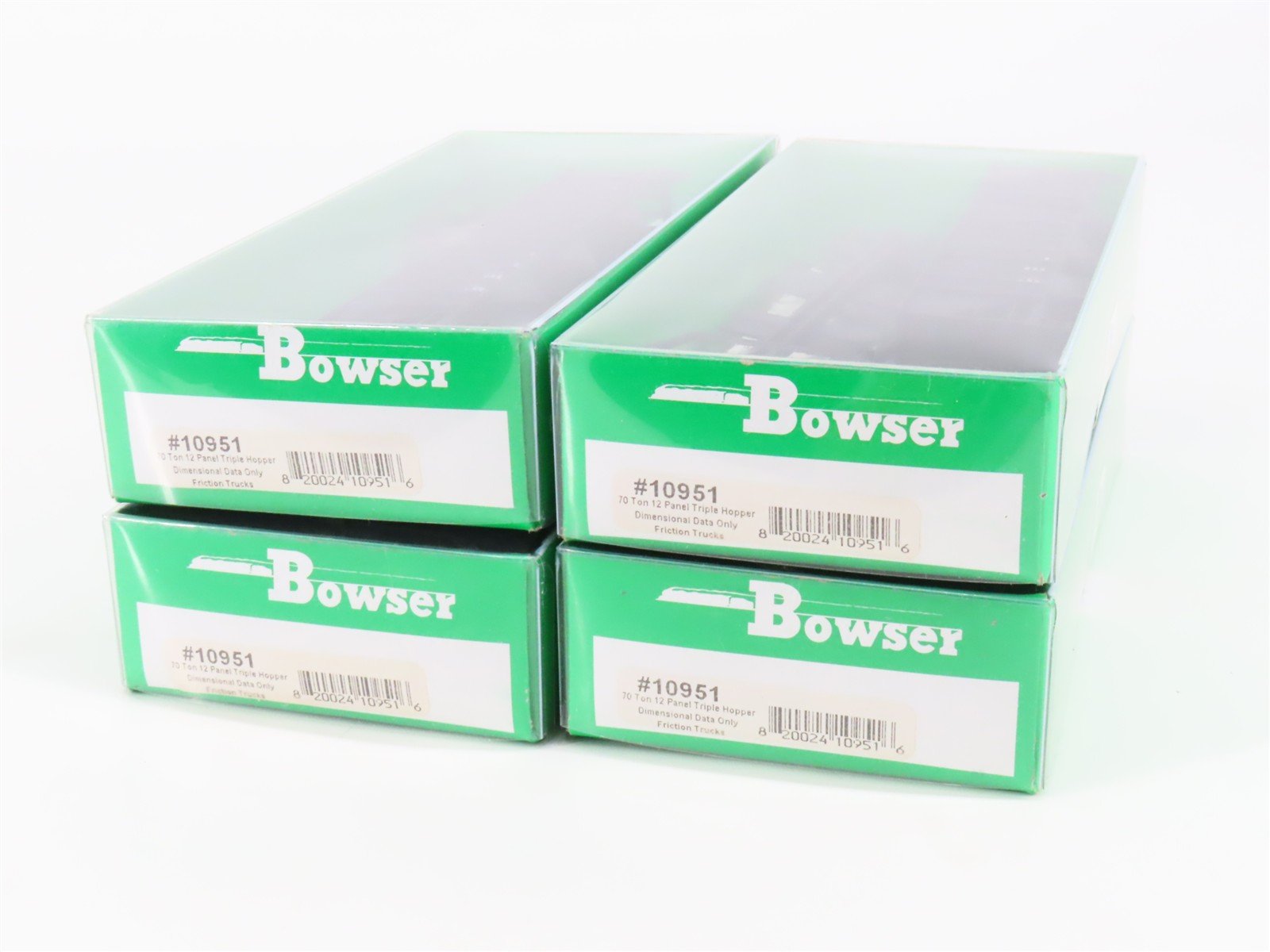 LOT of 4 HO Scale Bowser Kit #10951 Data Only Black 70-Ton 3-Bay Hopper - SEALED