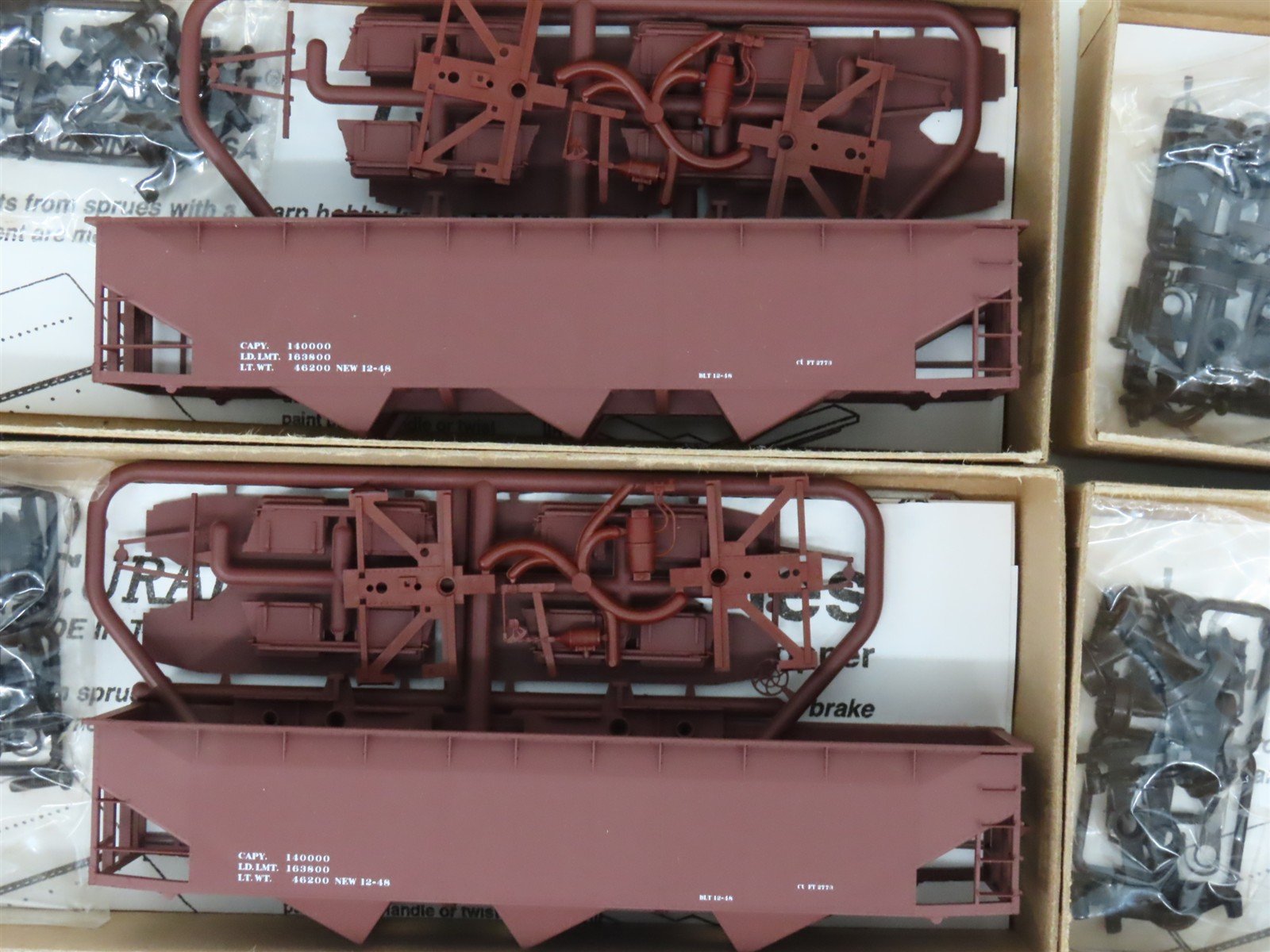 LOT of 8 HO Scale Accurail Kit #7598 Data Only Mineral Red AAR 3-Bay Open Hopper