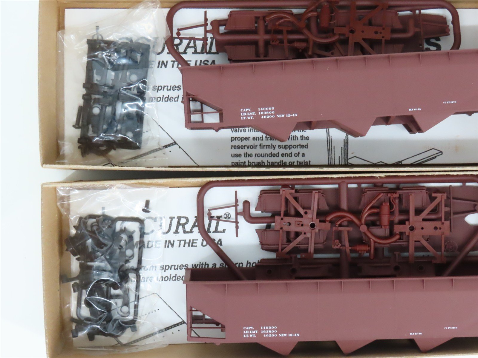 LOT of 8 HO Scale Accurail Kit #7598 Data Only Mineral Red AAR 3-Bay Open Hopper