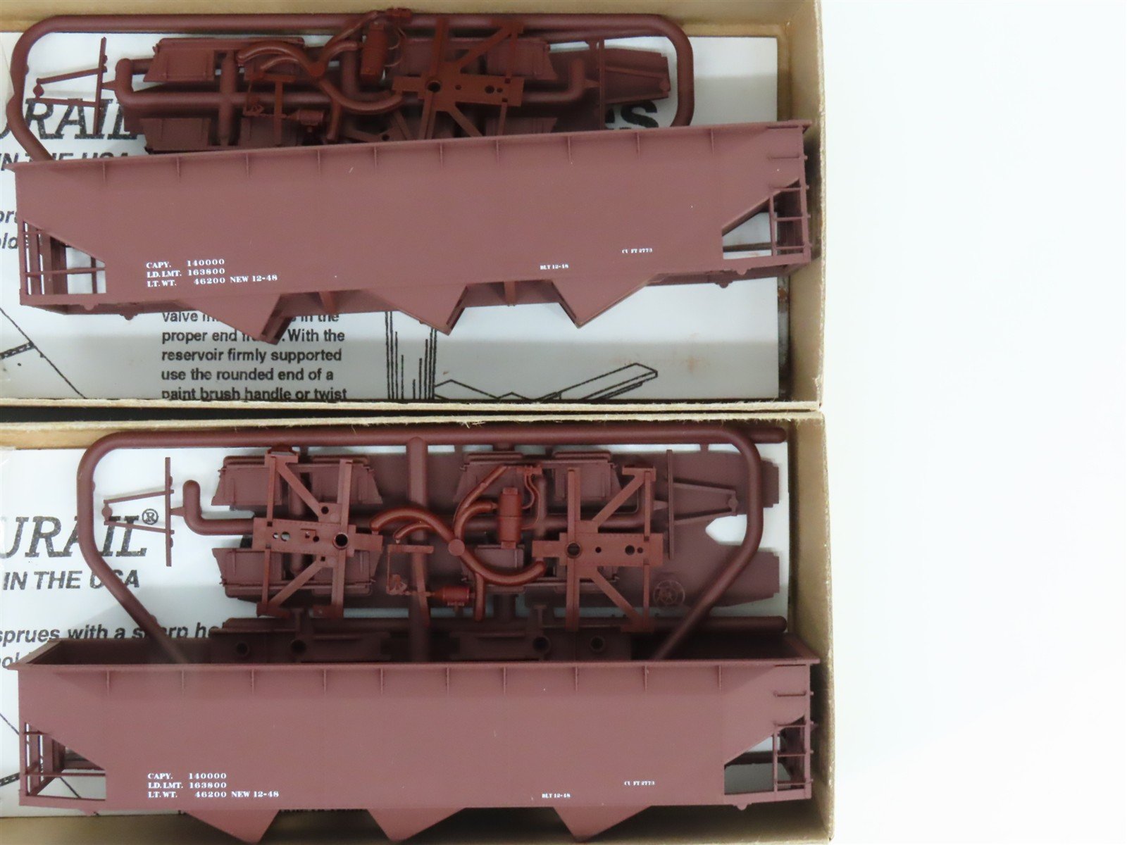 LOT of 8 HO Scale Accurail Kit #7598 Data Only Mineral Red AAR 3-Bay Open Hopper