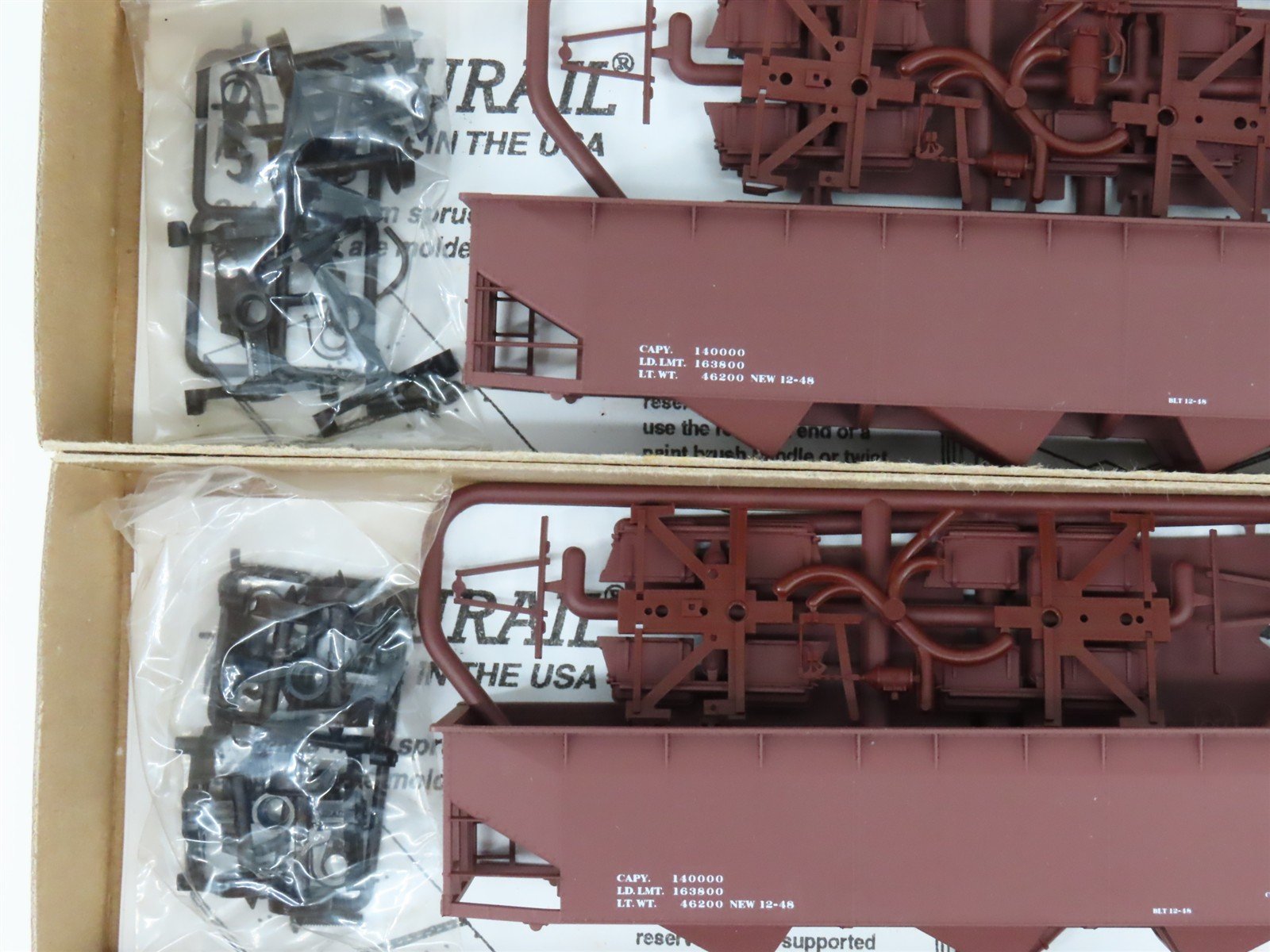 LOT of 8 HO Scale Accurail Kit #7598 Data Only Mineral Red AAR 3-Bay Open Hopper